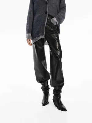 PU Leather Tapered Pants