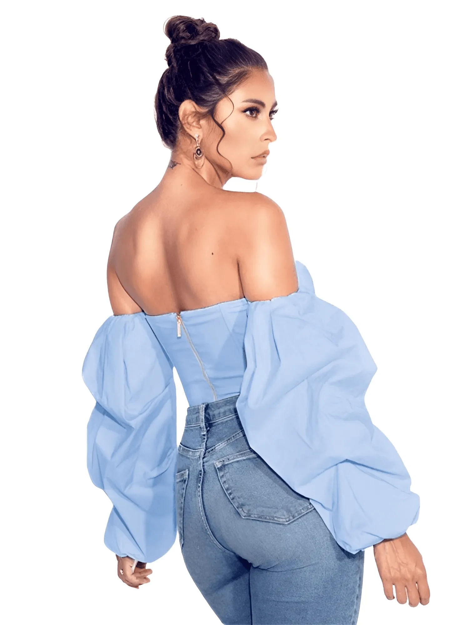 Puff Sleeve Women's Sexy Off Shoulder Crop Top