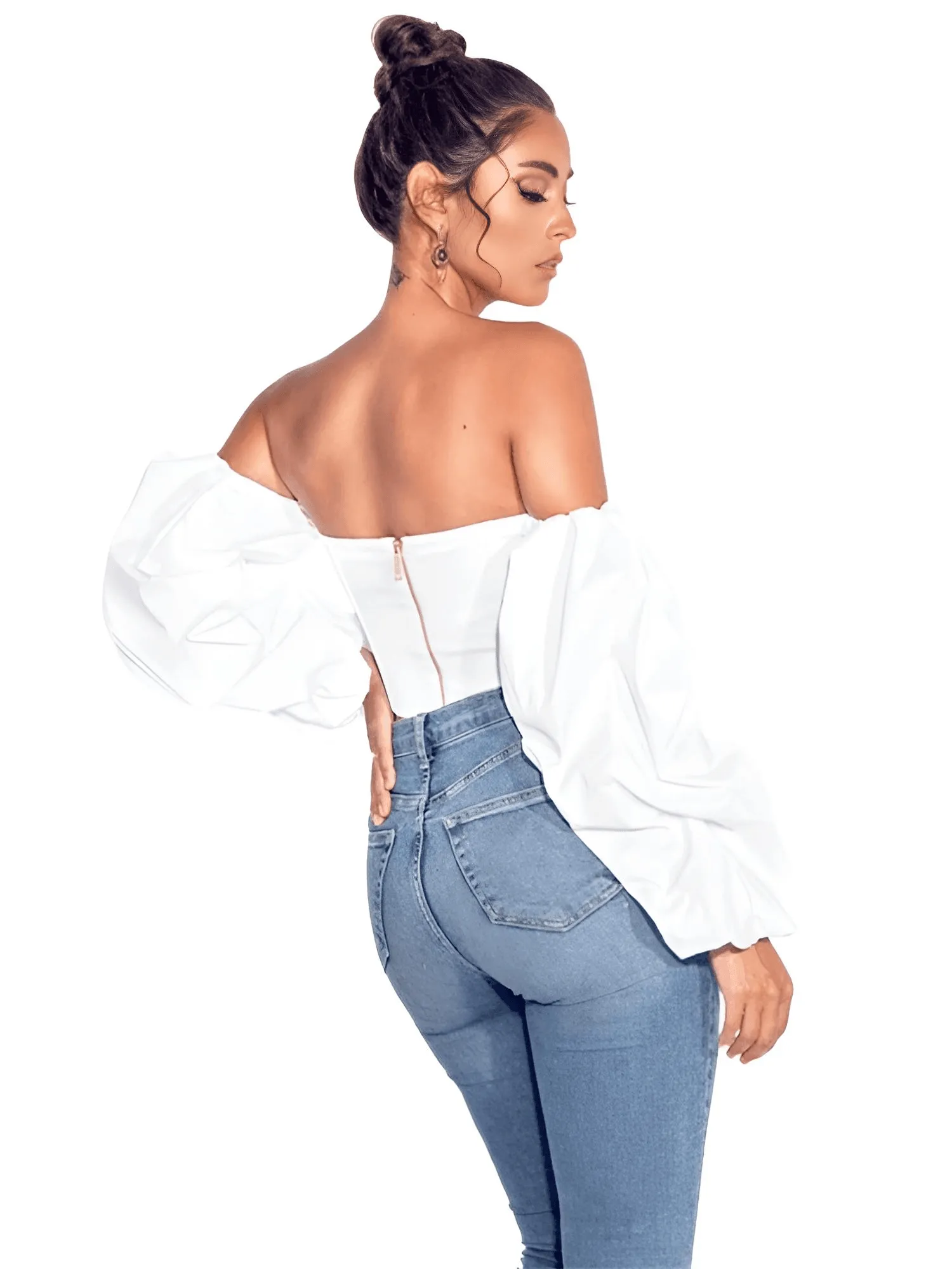 Puff Sleeve Women's Sexy Off Shoulder Crop Top