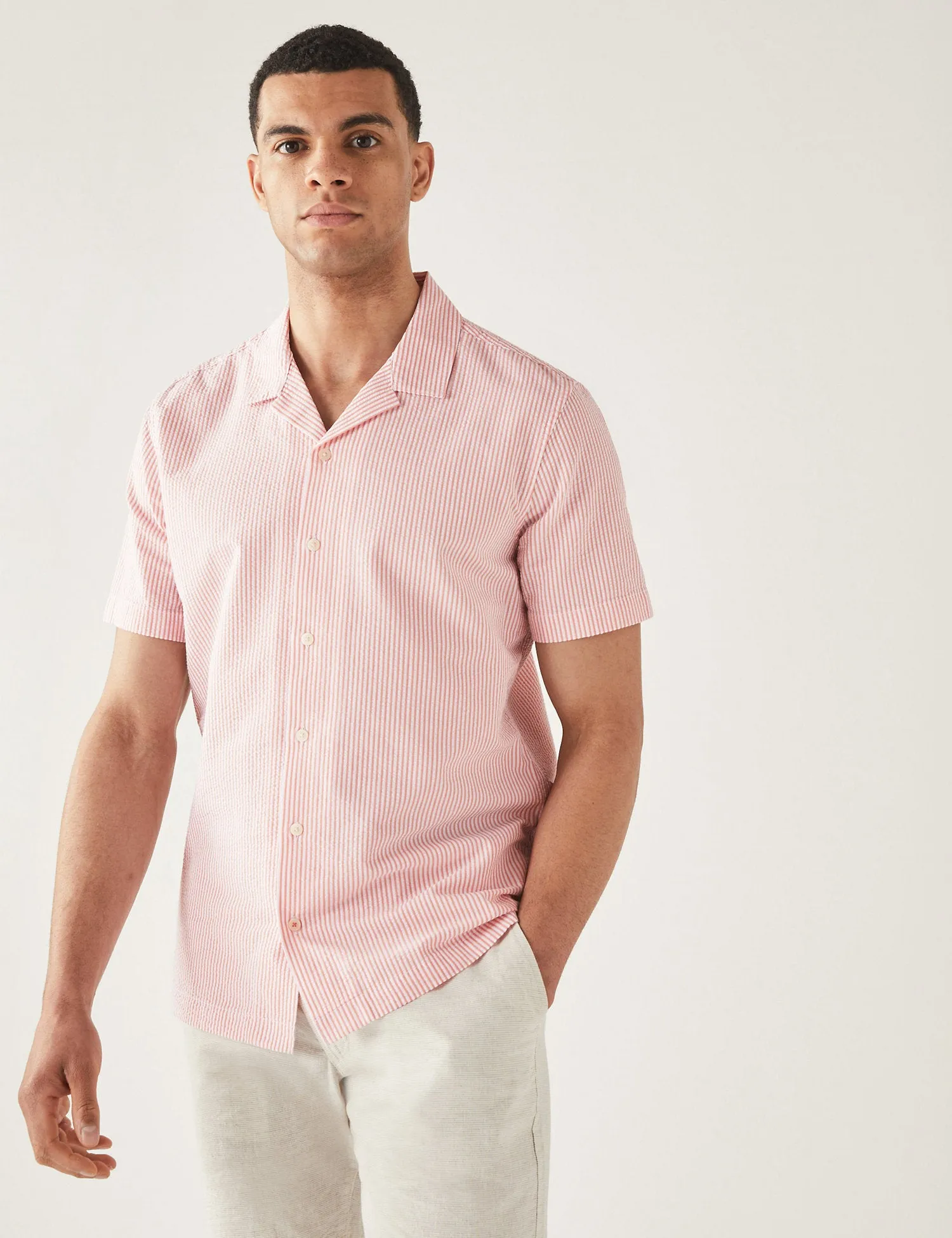 Pure Cotton Striped Revere Shirt