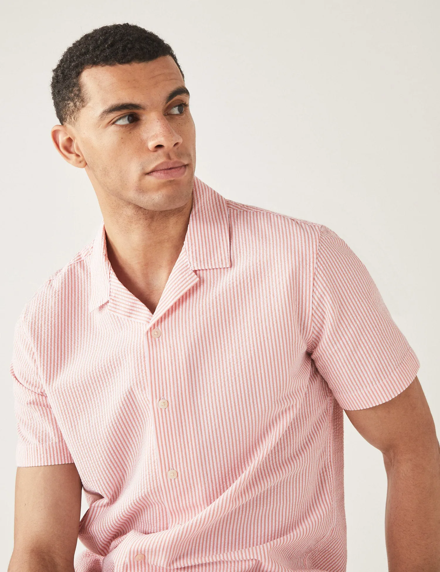 Pure Cotton Striped Revere Shirt