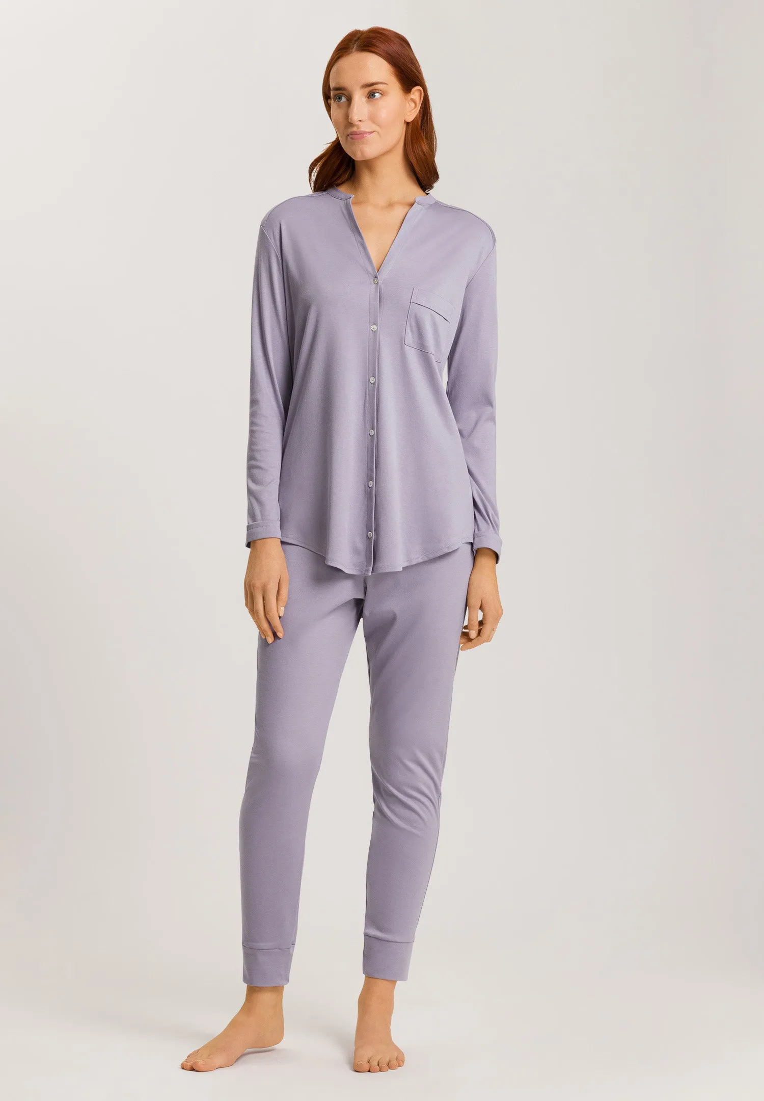 Pure Essence Button Front Soft Cotton Pajama Set | Lavender Aura 77949-2476