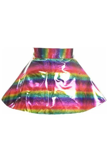 Rainbow Glitter PVC Skater Skirt