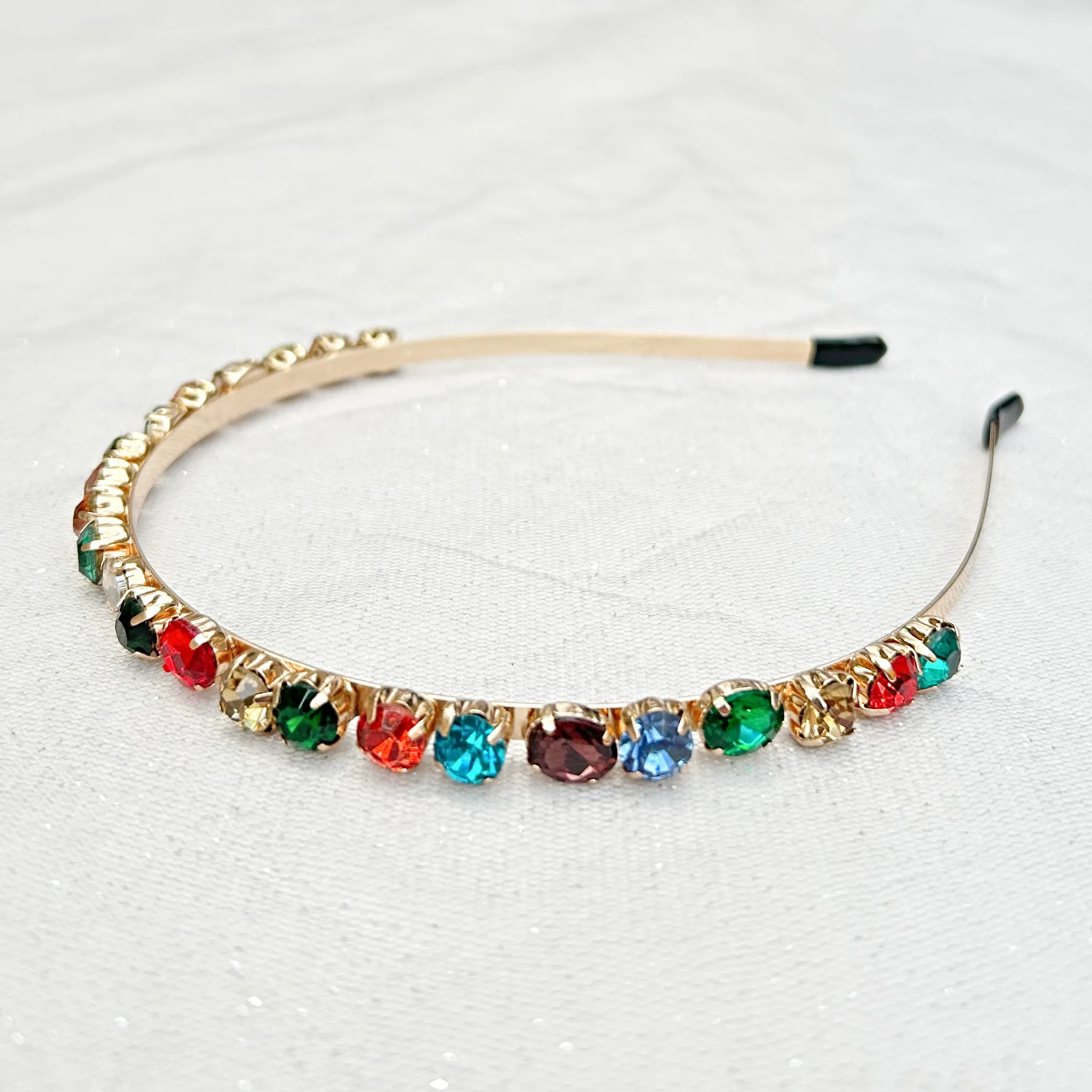 Rainbow Sparkly Headband Thin Wedding Guest Hair Band