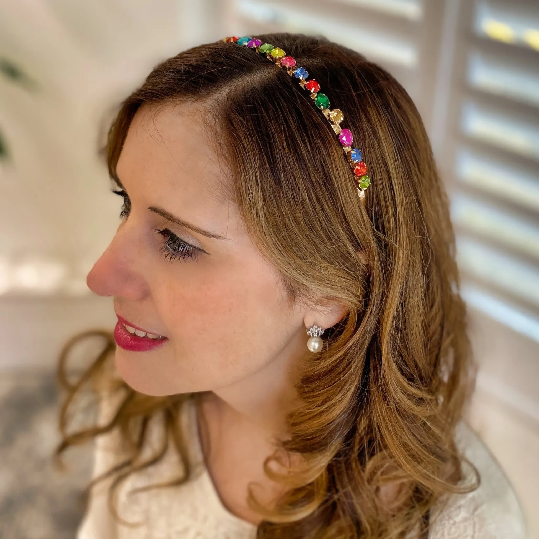 Rainbow Sparkly Headband Thin Wedding Guest Hair Band