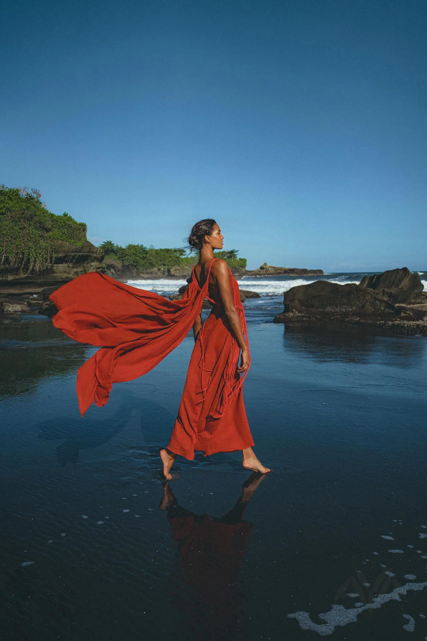 Red Greek Dress • Prom Dance Macrame Dress • Boho Goddess Dress