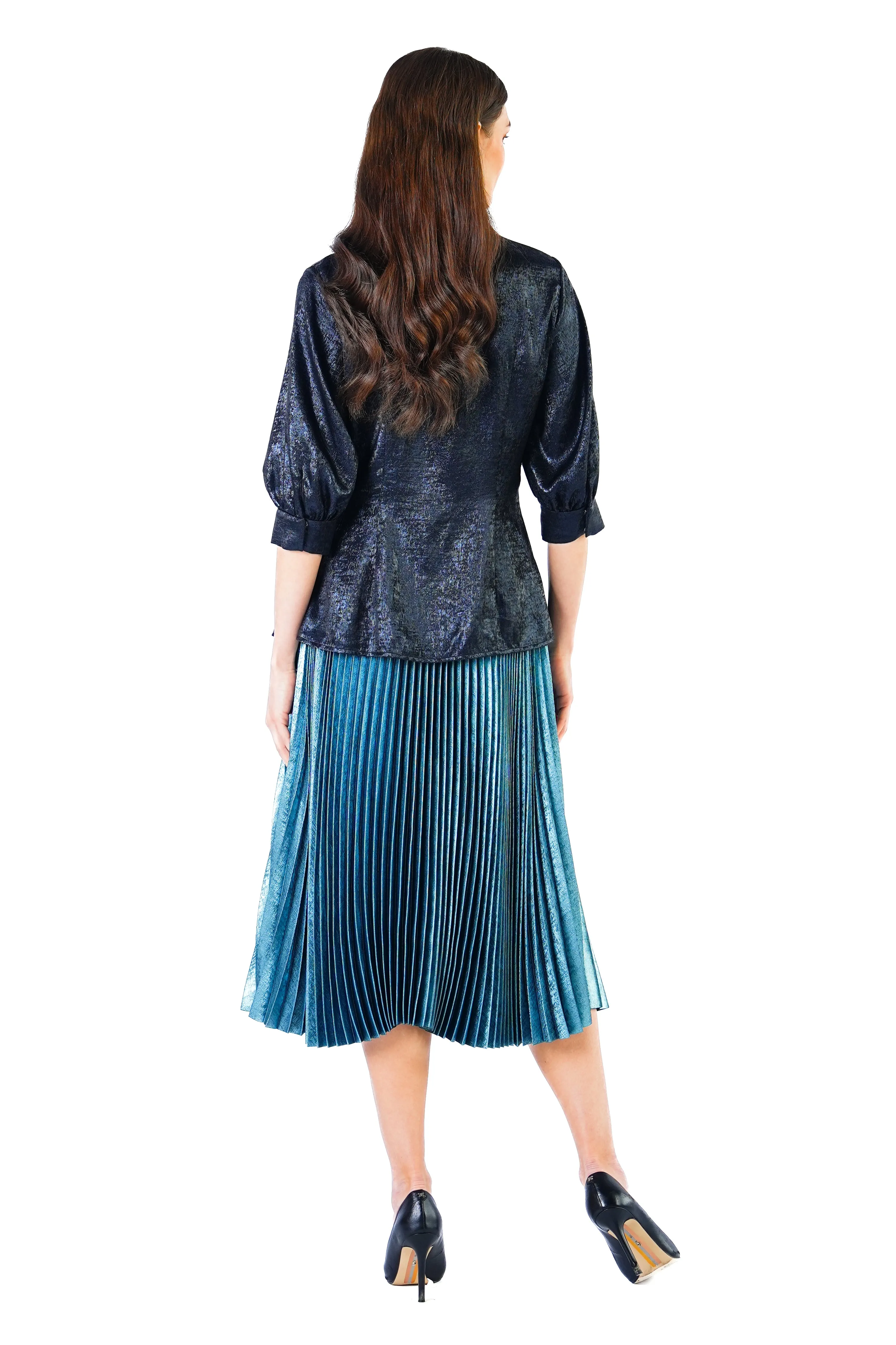 Remi Metallic Billowy Sleeves Shirt