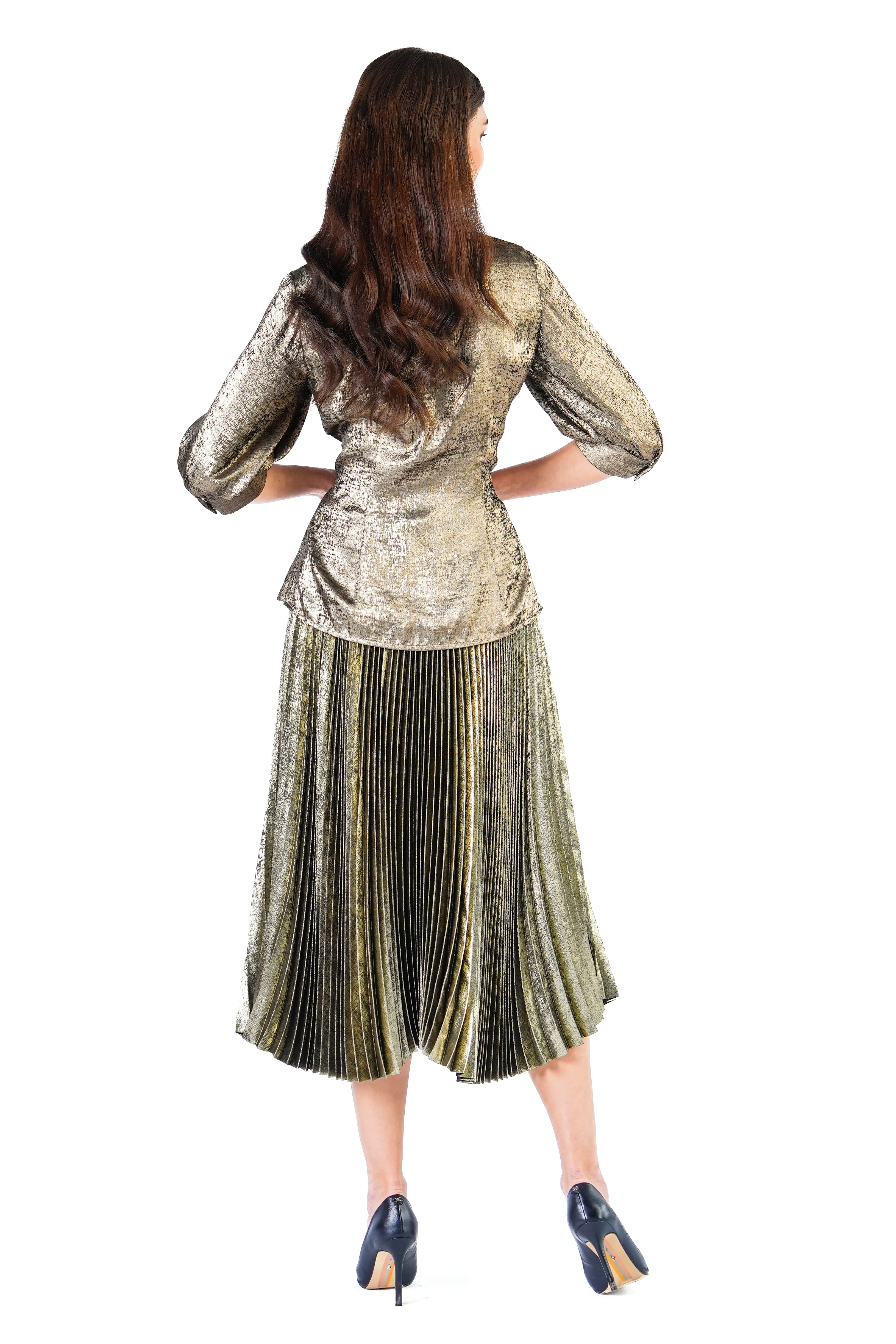 Remi Metallic Billowy Sleeves Shirt