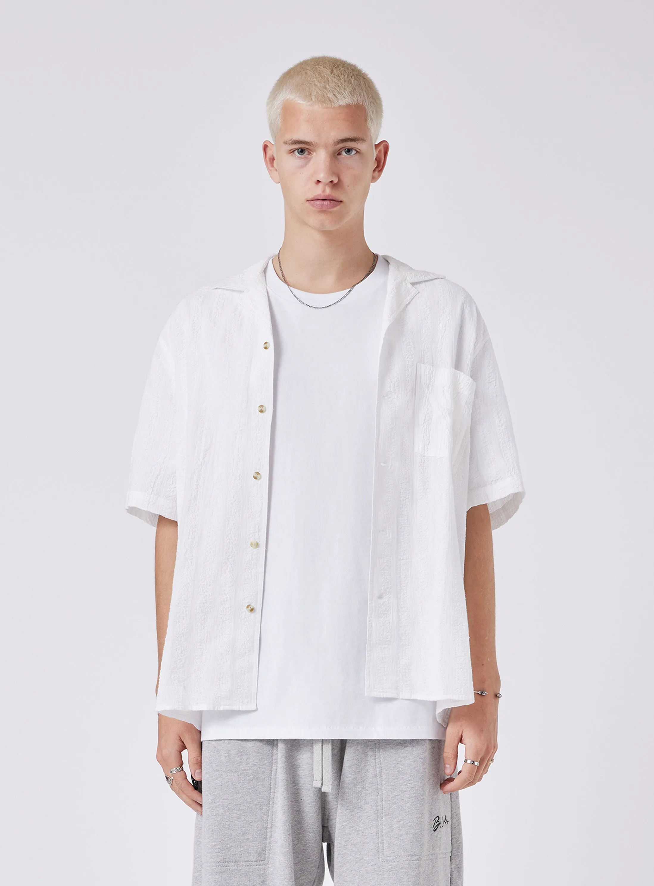 Resort Shirt White Seersucker