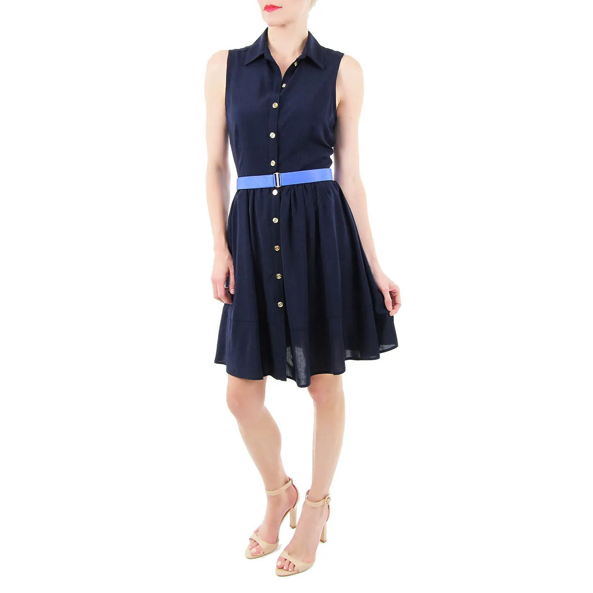 Retro Shirt Dress in Navy