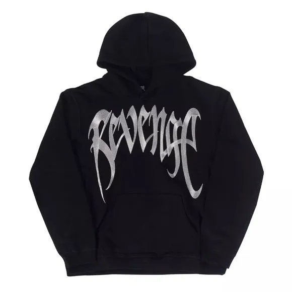 REVENGE EMBROIDERED "METALLIC SILVER" HOODIE BLACK