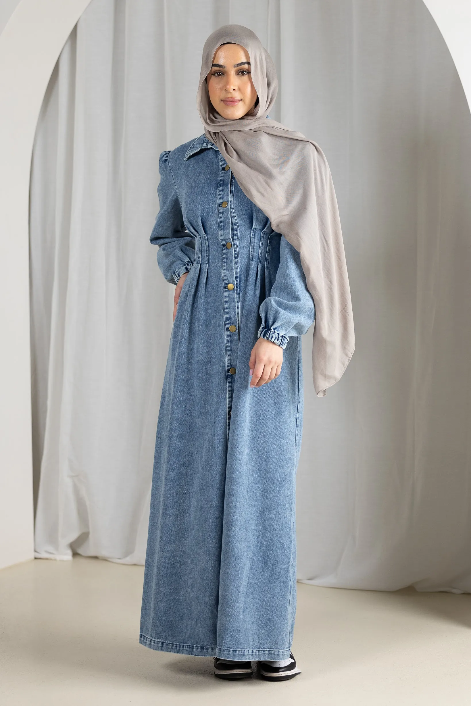 Roya Detailed Denim Dress