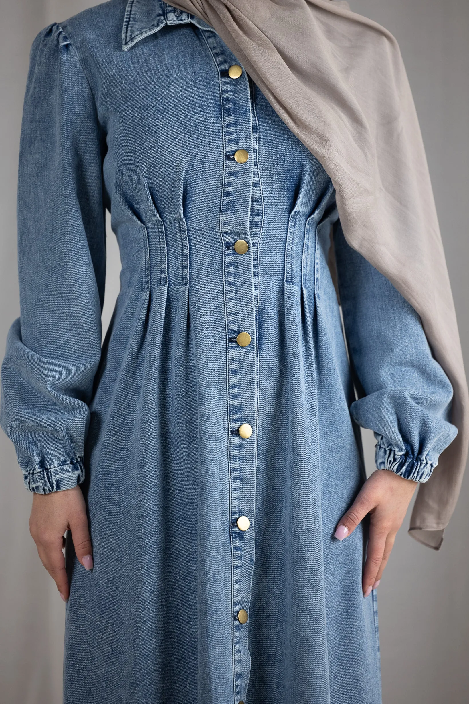 Roya Detailed Denim Dress