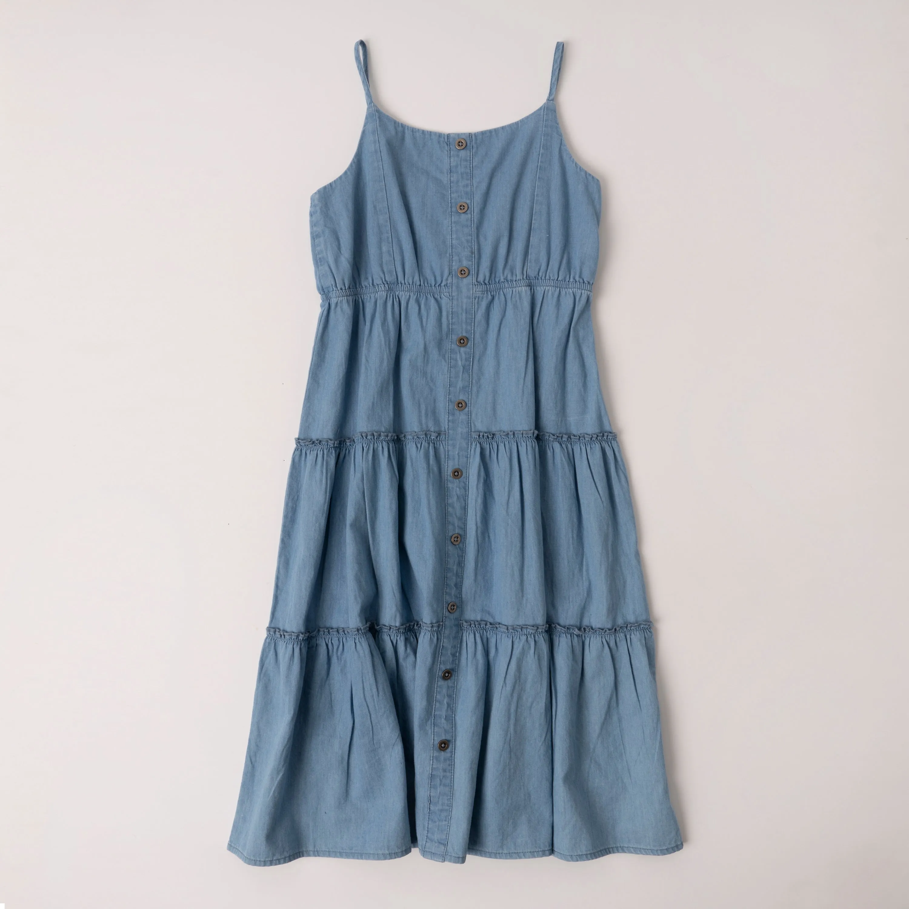 Ruffle Tiered Denim Dress