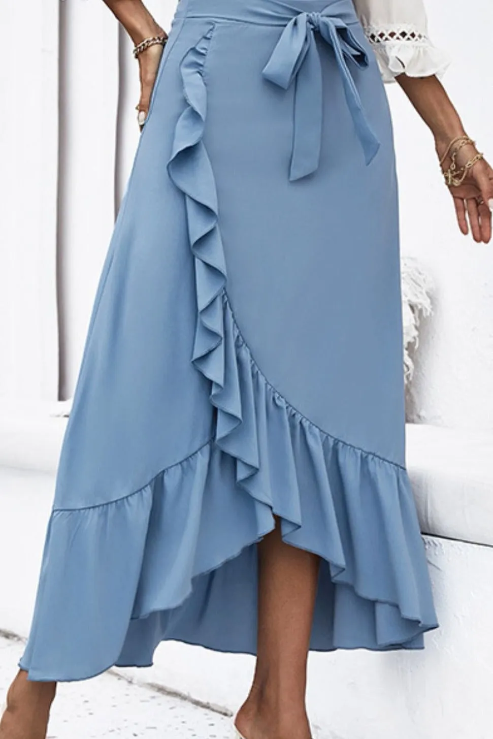 Ruffle Trim Tied Skirt