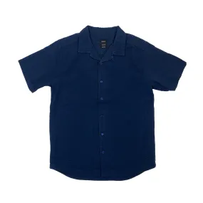 RVCA Seered Stripe Shirt Petrol Blue