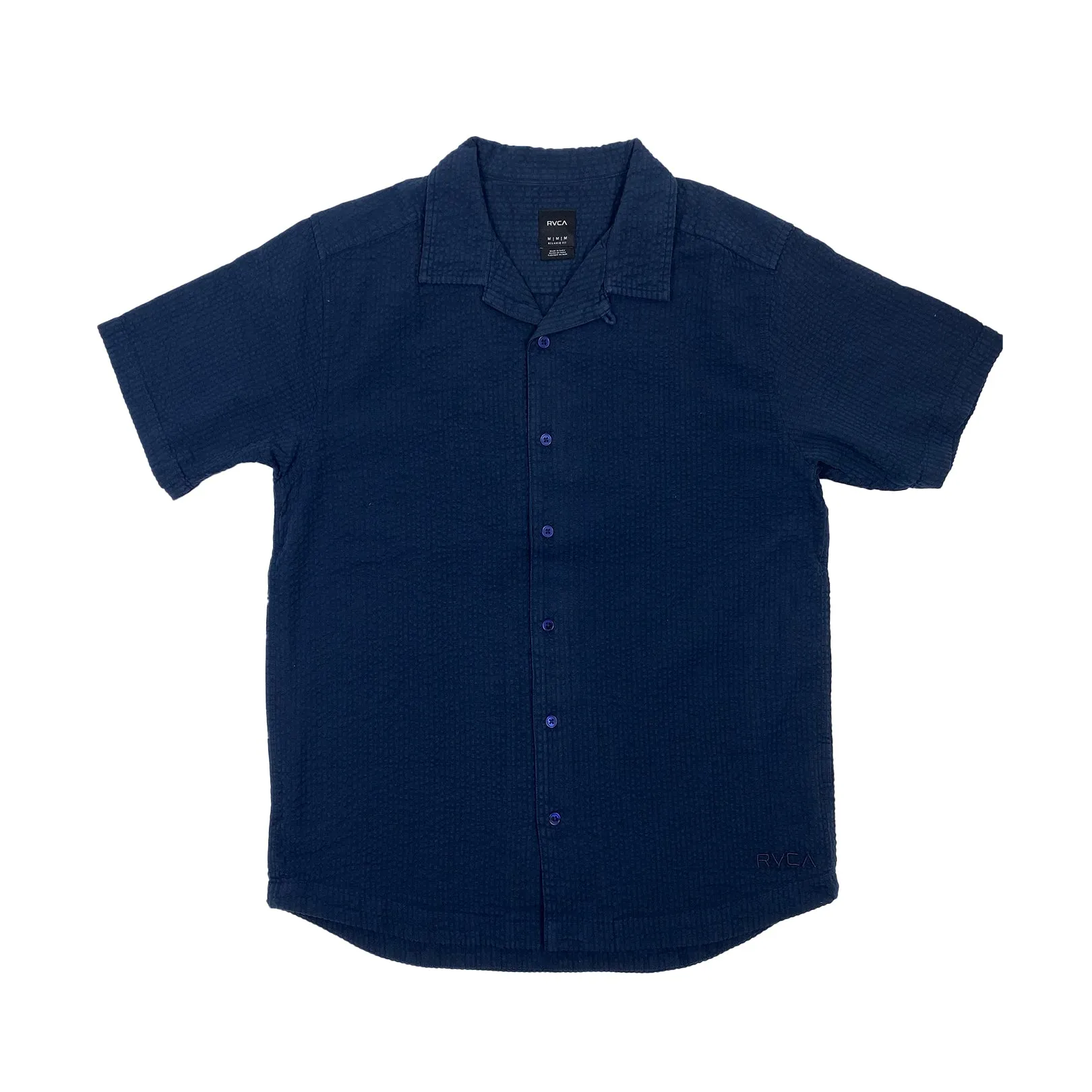 RVCA Seered Stripe Shirt Petrol Blue