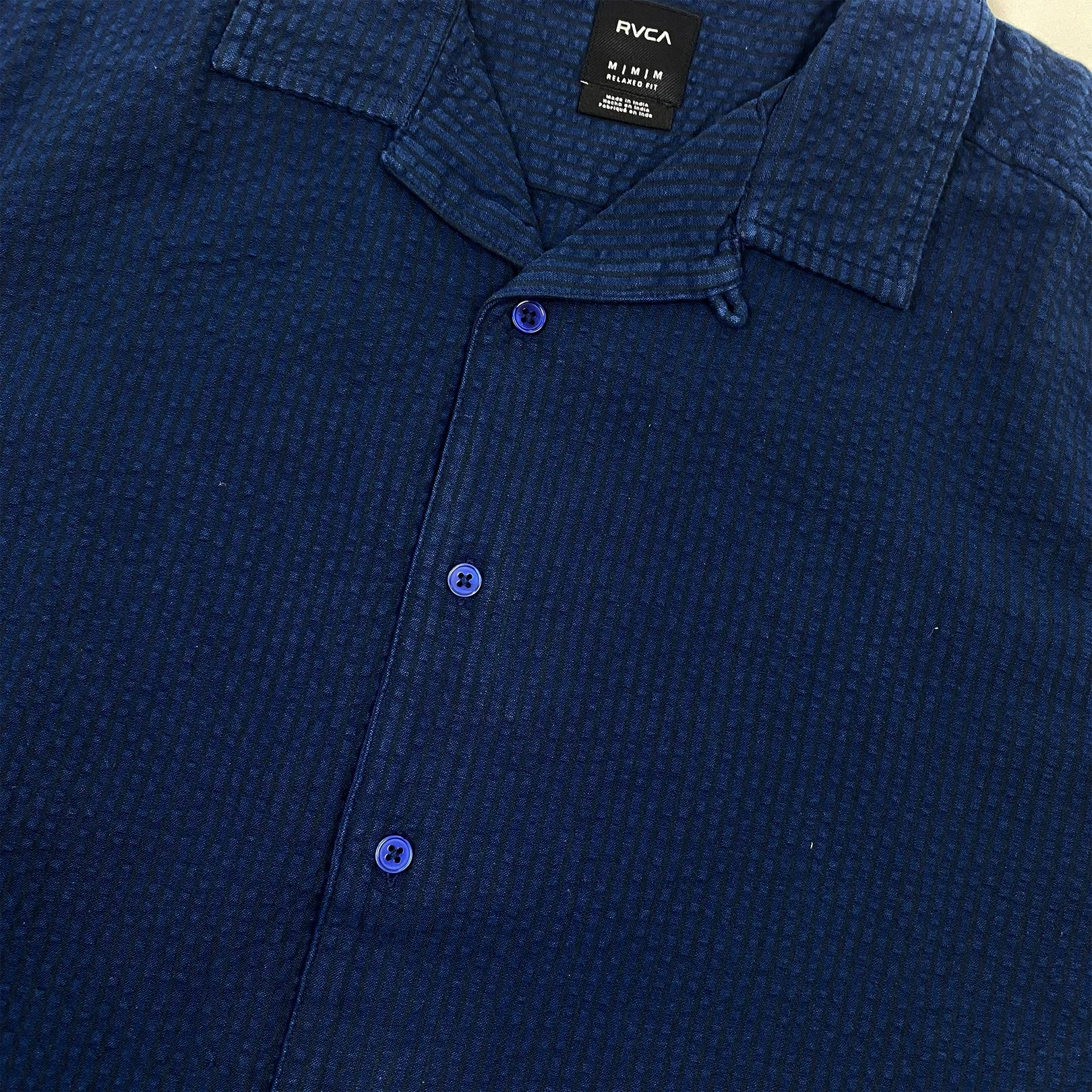 RVCA Seered Stripe Shirt Petrol Blue