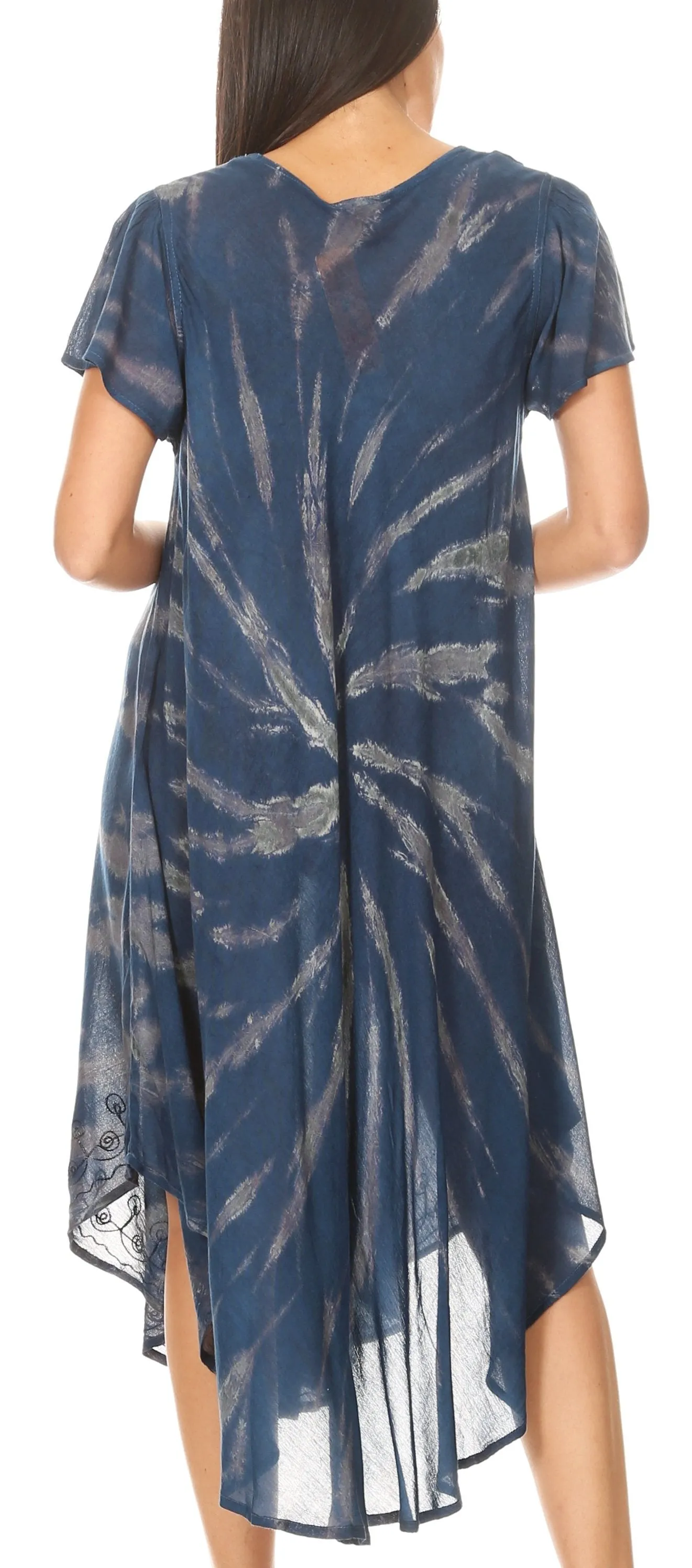 Sakkas Jonna Women's Short Sleeve Maxi Tie Dye Batik Long Casual Dress