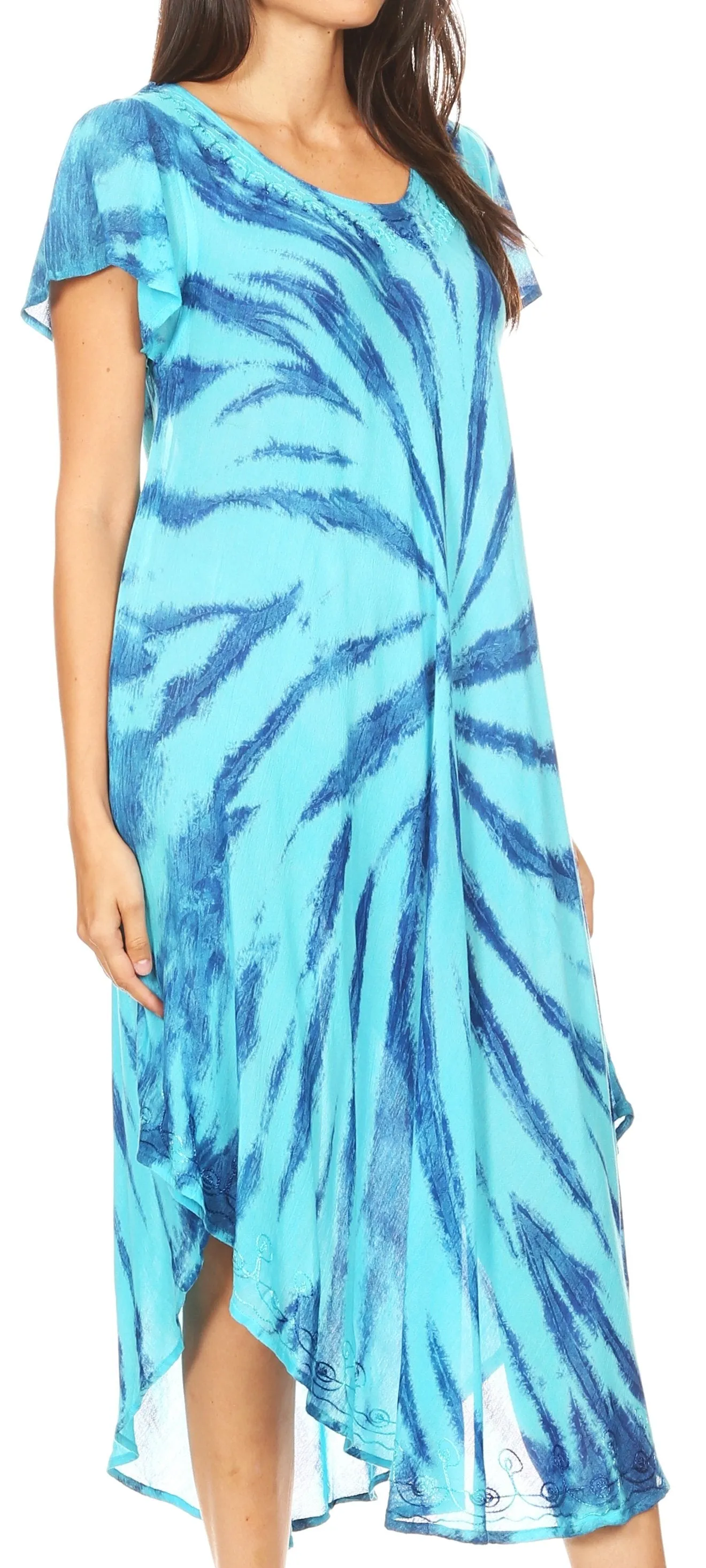 Sakkas Jonna Women's Short Sleeve Maxi Tie Dye Batik Long Casual Dress