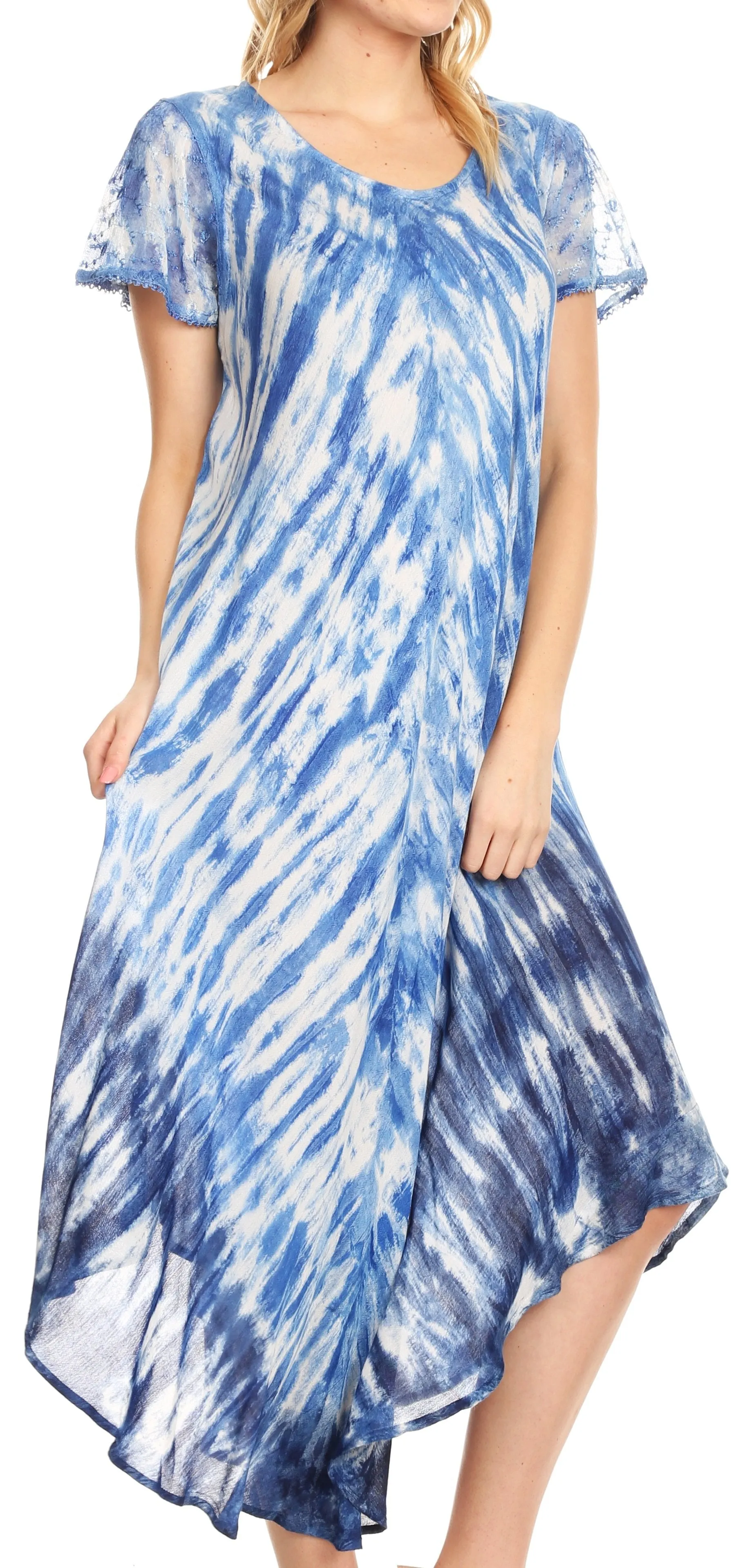 Sakkas Jonna Women's Short Sleeve Maxi Tie Dye Batik Long Casual Dress