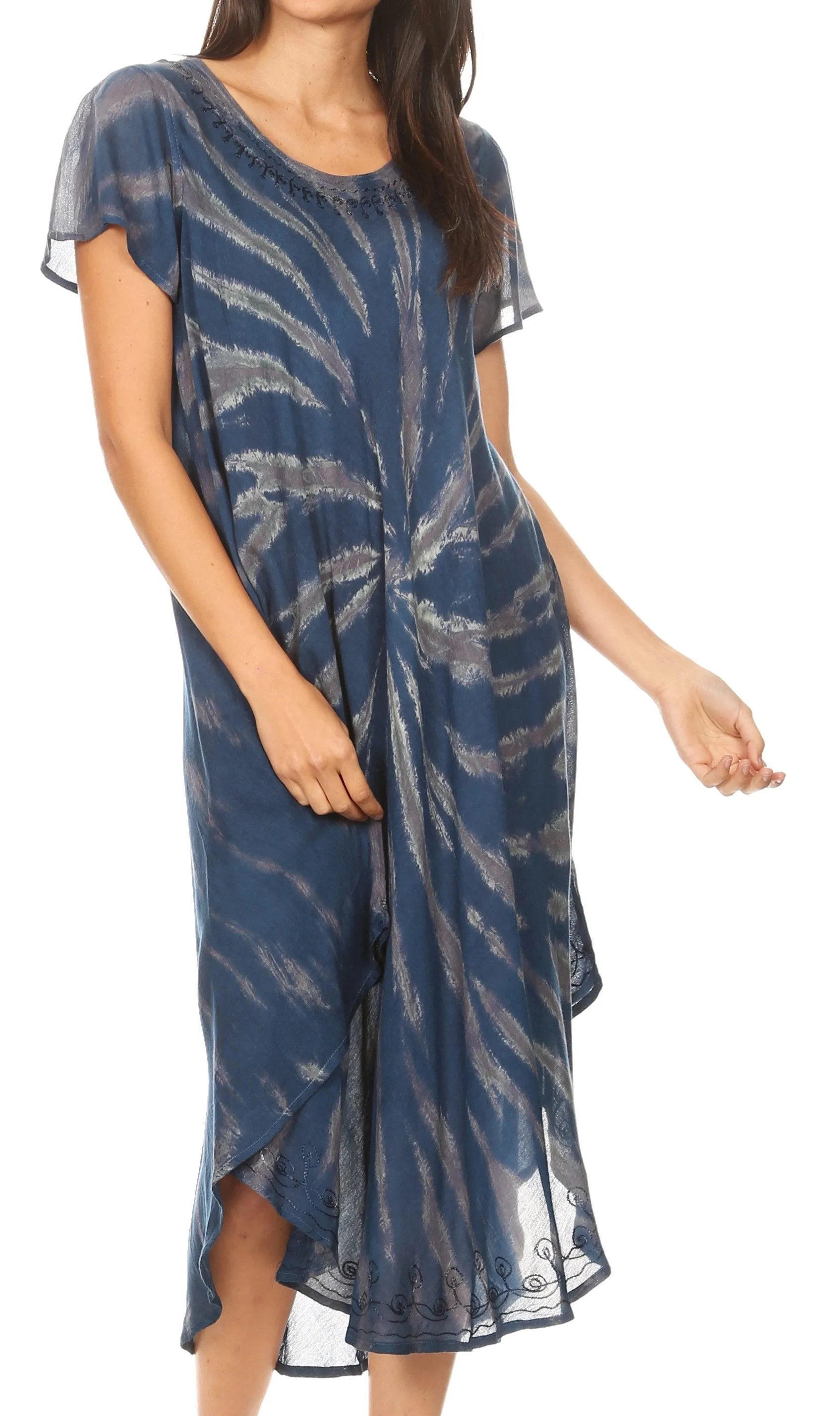 Sakkas Jonna Women's Short Sleeve Maxi Tie Dye Batik Long Casual Dress