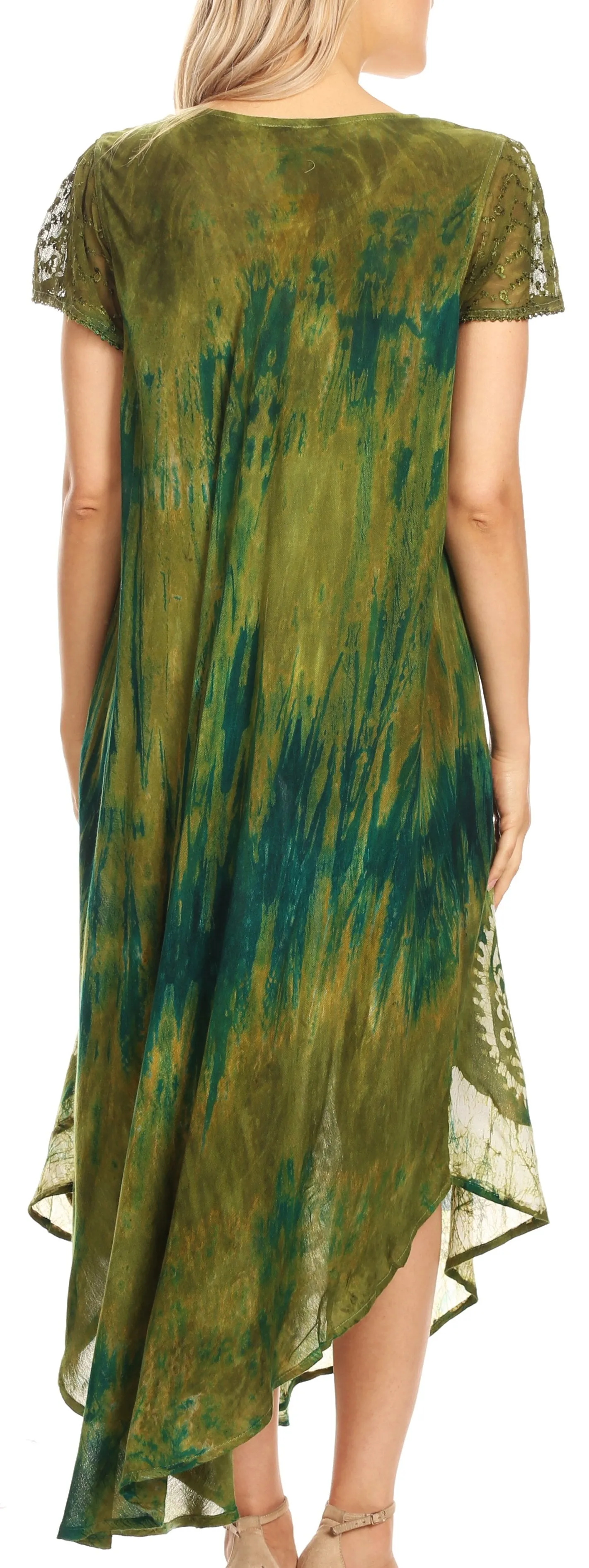 Sakkas Jonna Women's Short Sleeve Maxi Tie Dye Batik Long Casual Dress