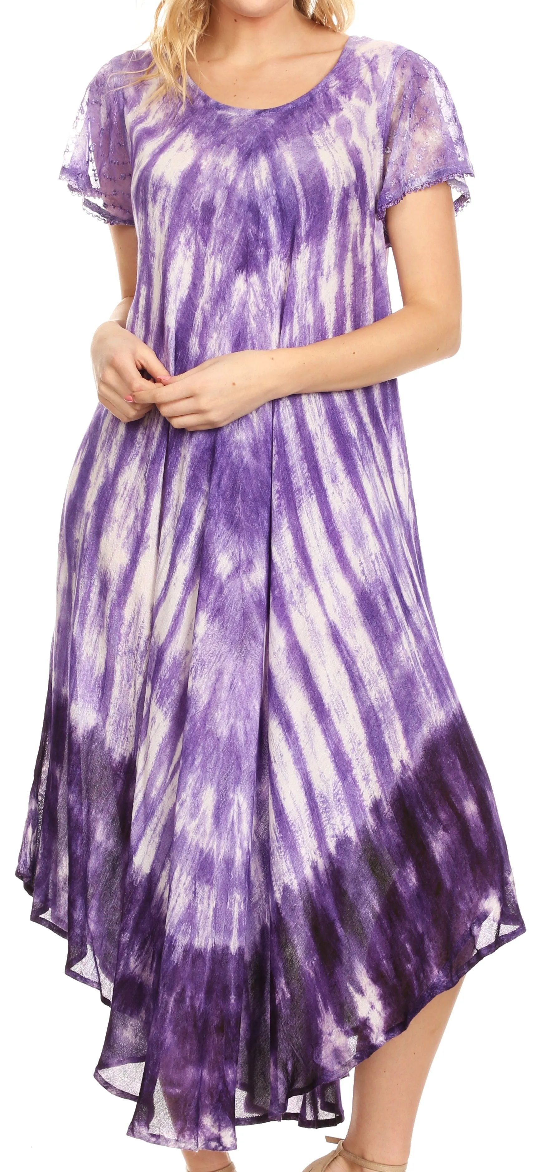 Sakkas Jonna Women's Short Sleeve Maxi Tie Dye Batik Long Casual Dress