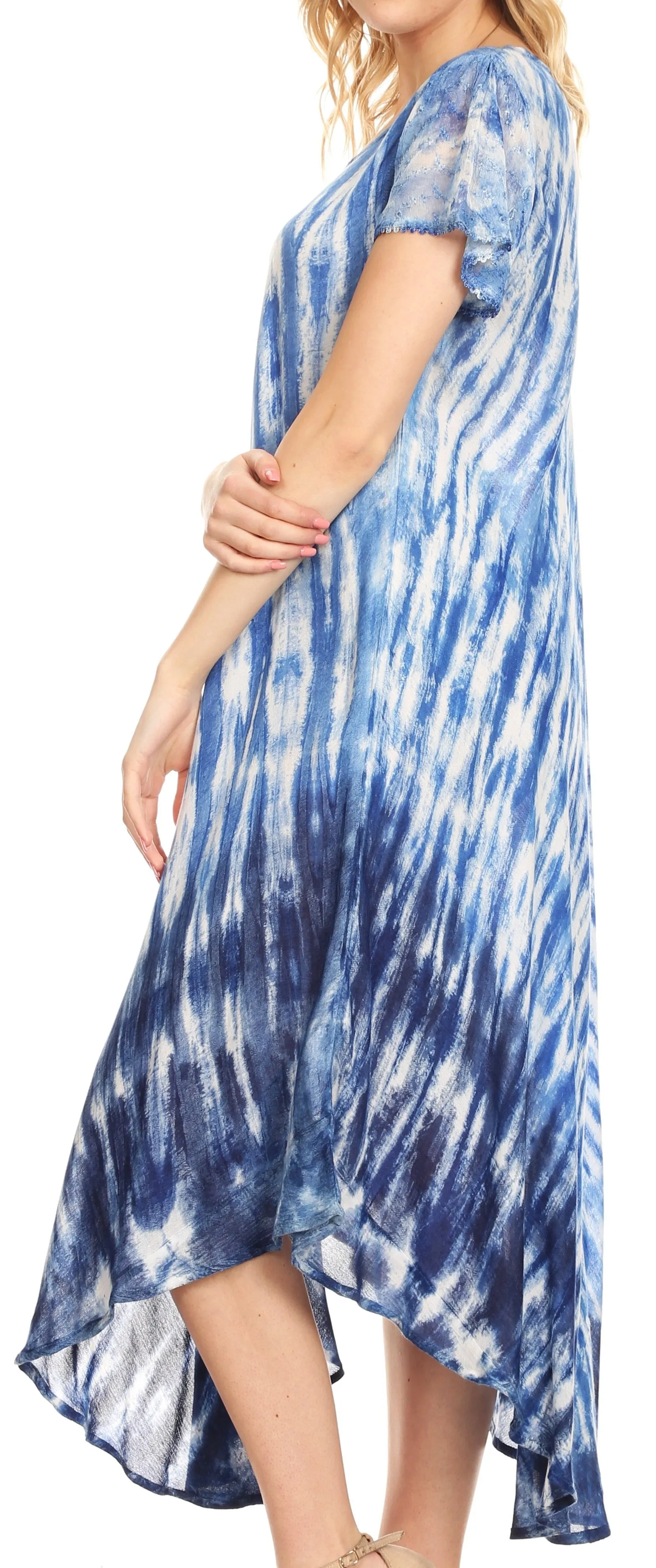 Sakkas Jonna Women's Short Sleeve Maxi Tie Dye Batik Long Casual Dress