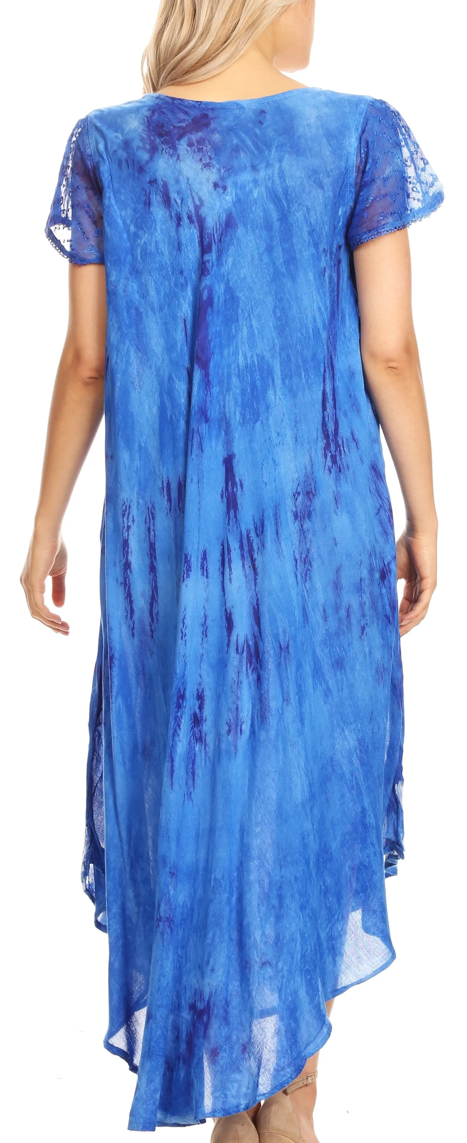 Sakkas Jonna Women's Short Sleeve Maxi Tie Dye Batik Long Casual Dress