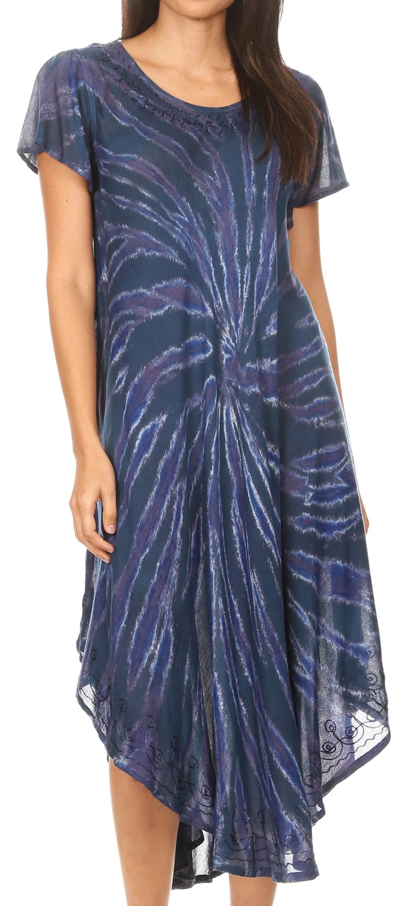 Sakkas Jonna Women's Short Sleeve Maxi Tie Dye Batik Long Casual Dress