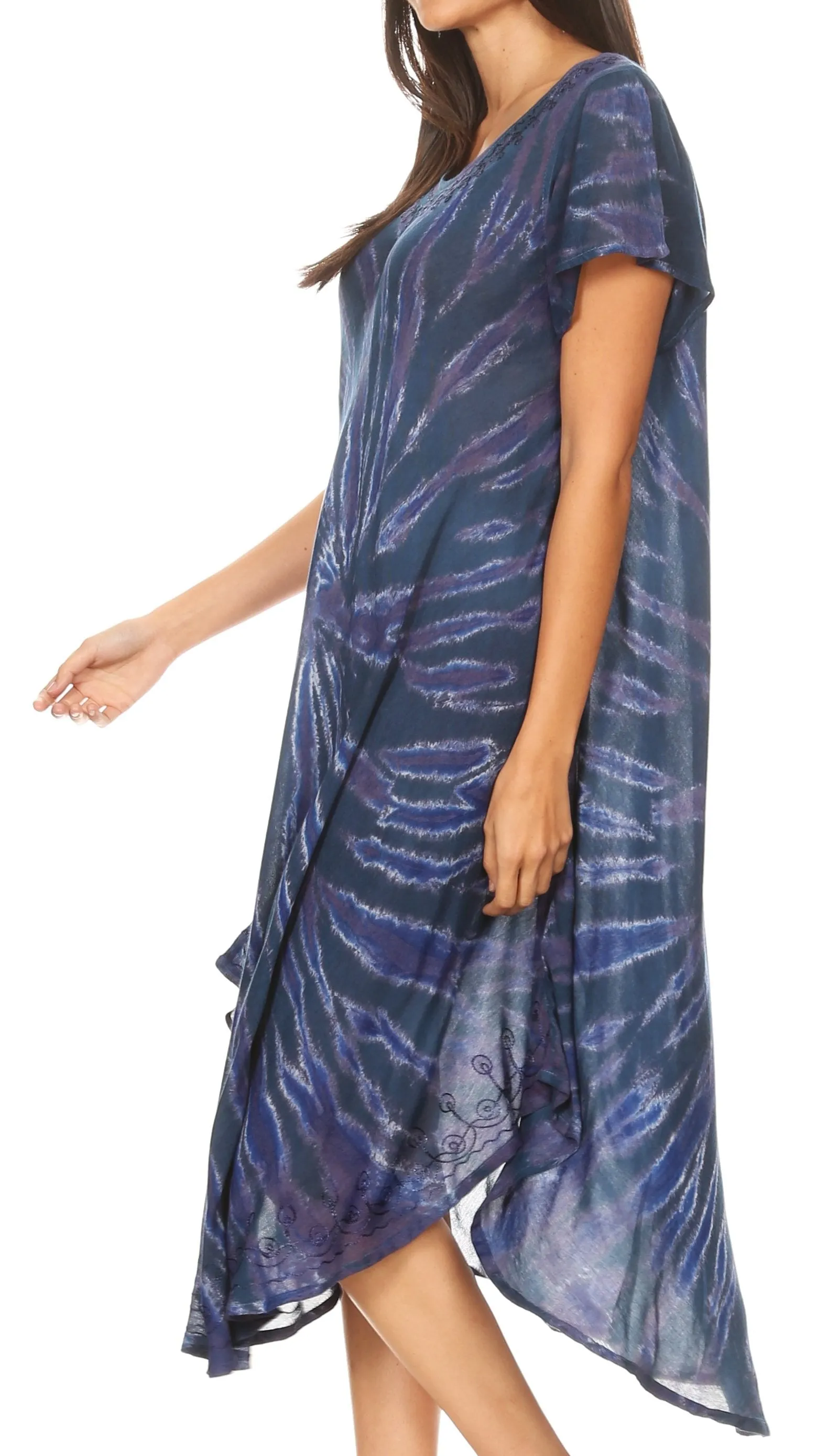 Sakkas Jonna Women's Short Sleeve Maxi Tie Dye Batik Long Casual Dress