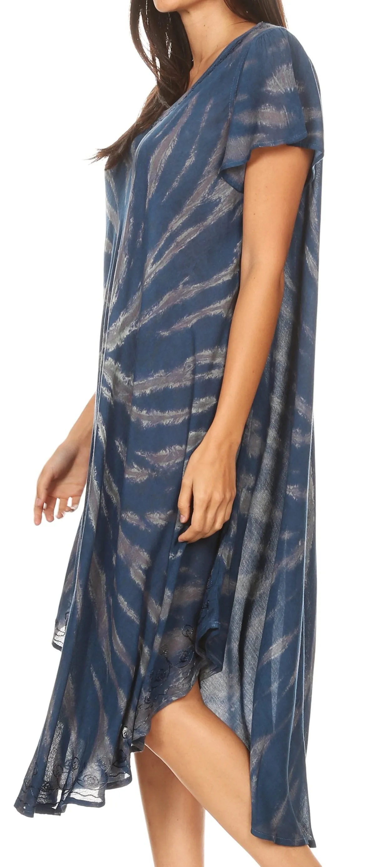 Sakkas Jonna Women's Short Sleeve Maxi Tie Dye Batik Long Casual Dress