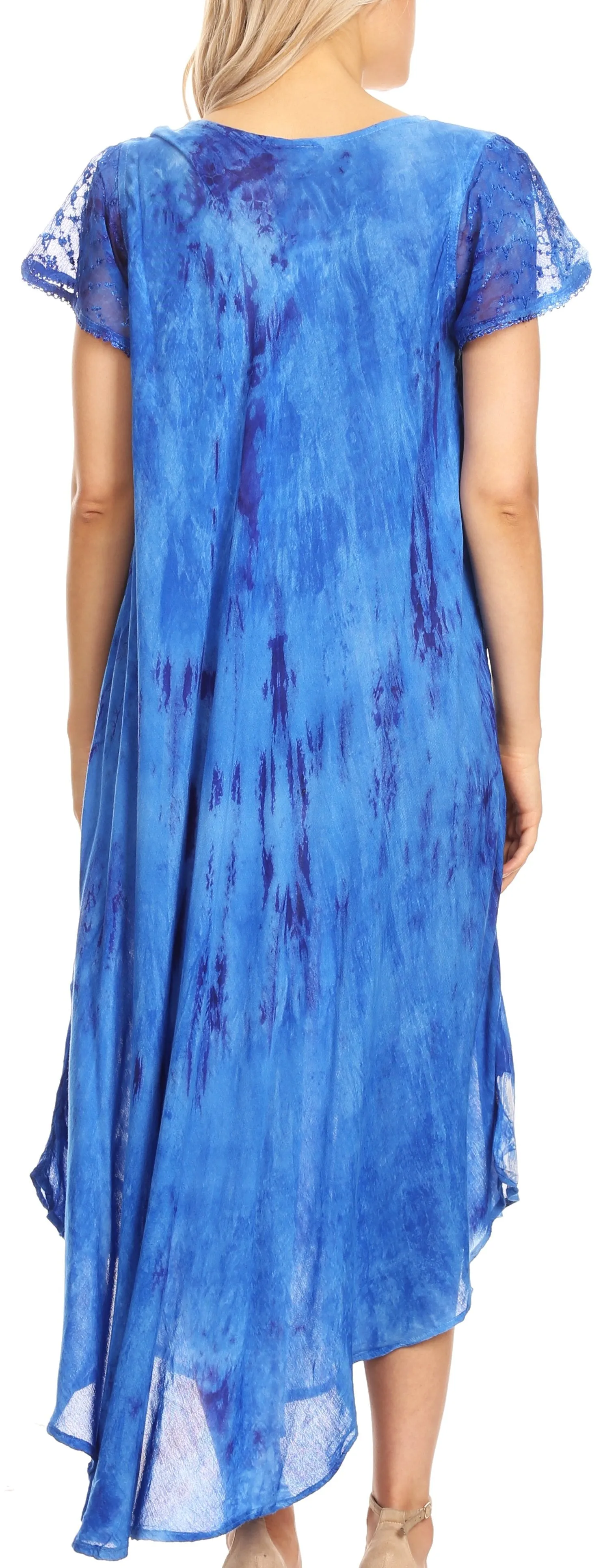 Sakkas Jonna Women's Short Sleeve Maxi Tie Dye Batik Long Casual Dress