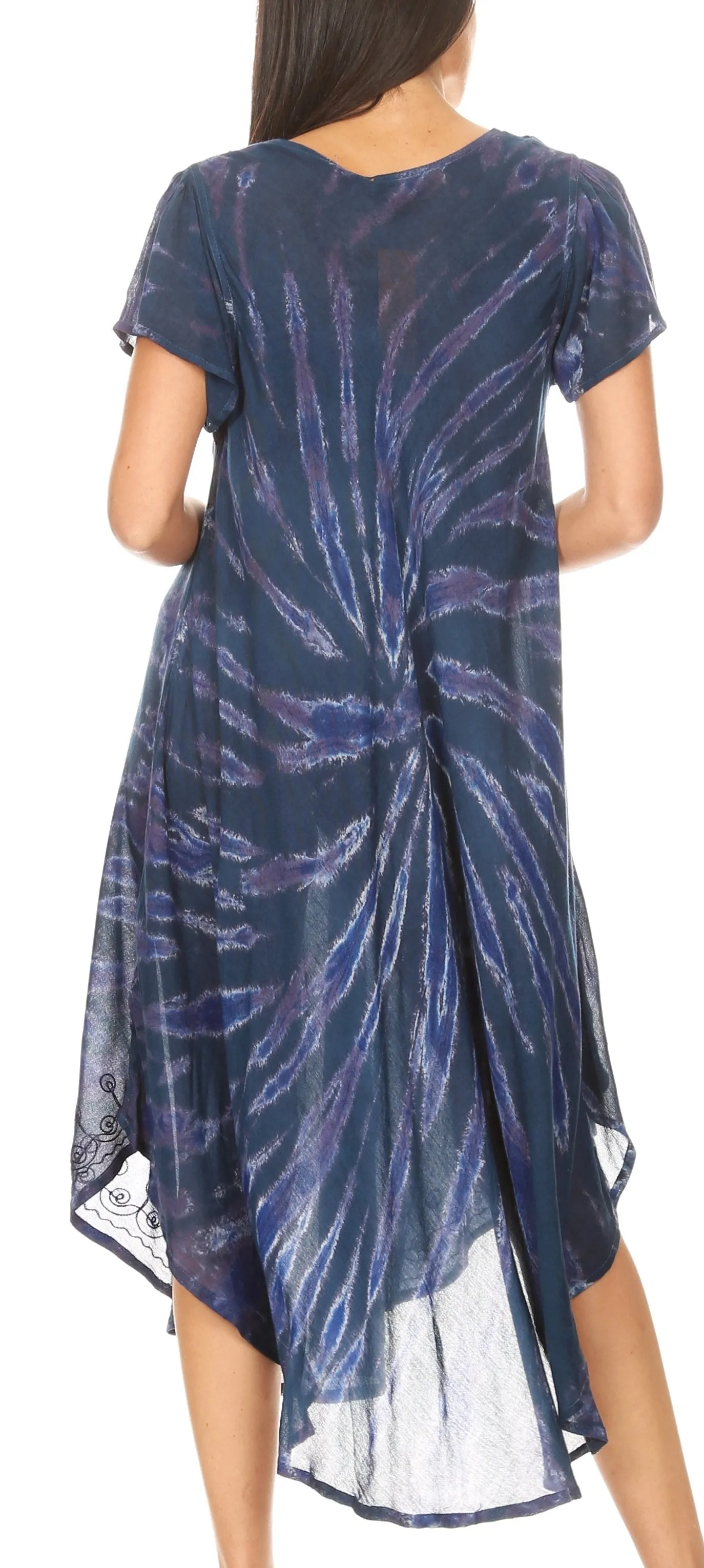 Sakkas Jonna Women's Short Sleeve Maxi Tie Dye Batik Long Casual Dress