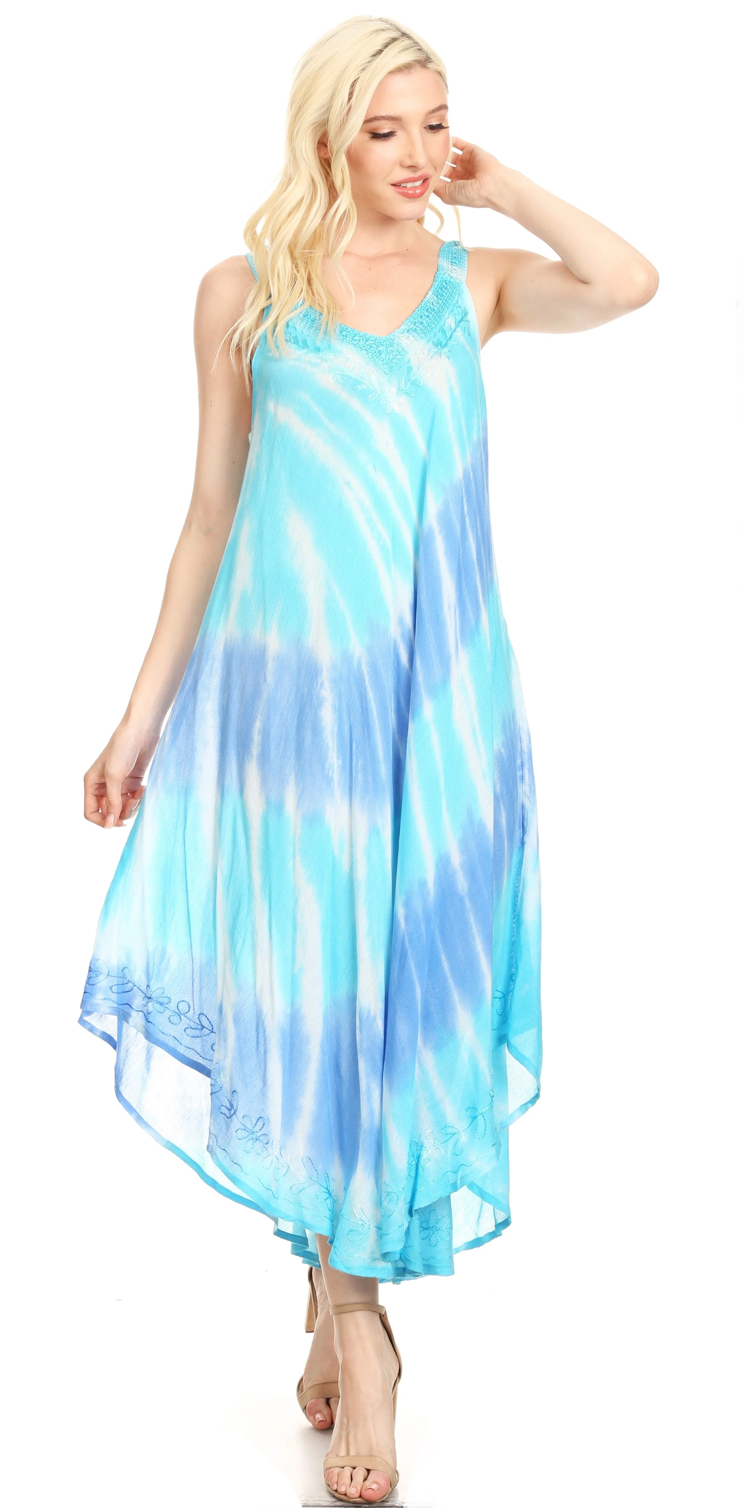 Sakkas Liz  Women's Maxi Loose Sleeveless Summer Casual Tank Dress Cover-up Caftan