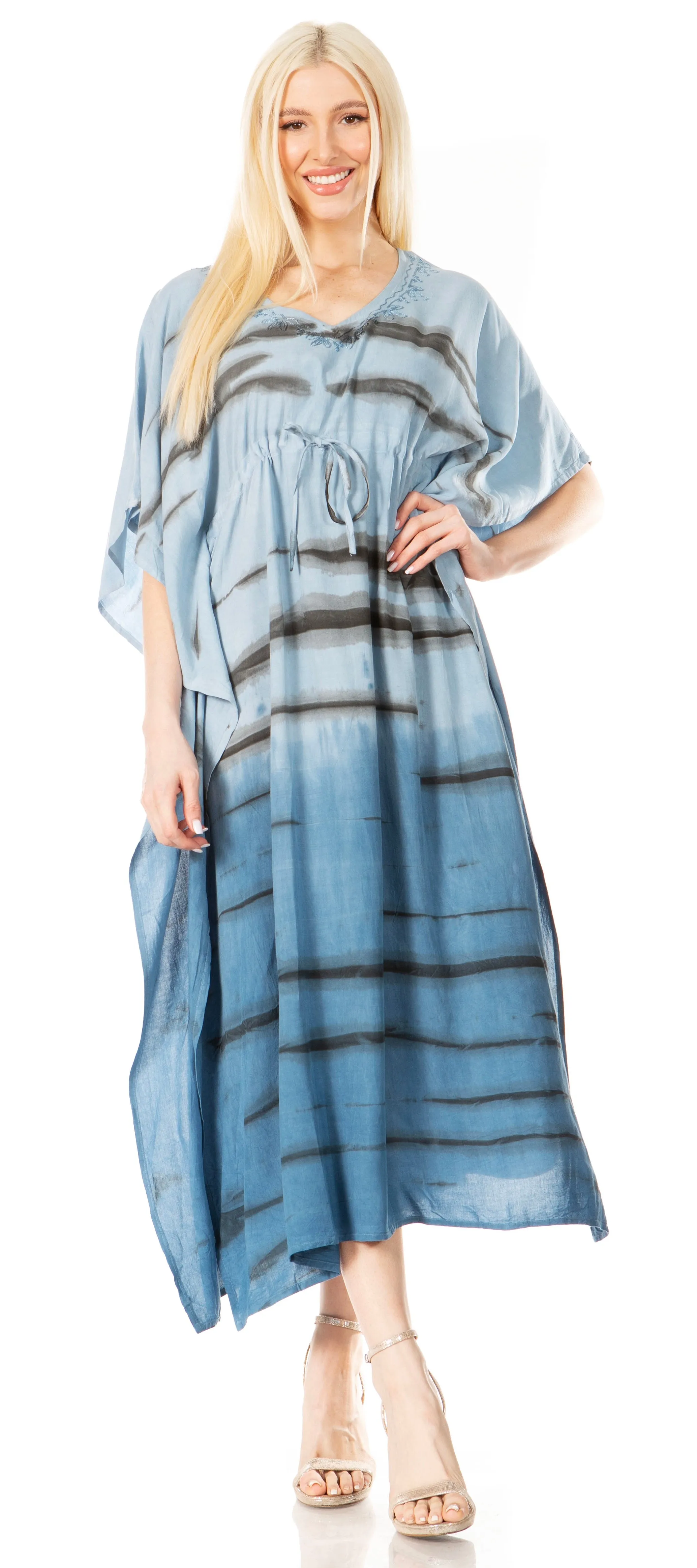 Sakkas Maitte Women's V-Neck Printed Kaftan Cover-Up Dress for the Beach