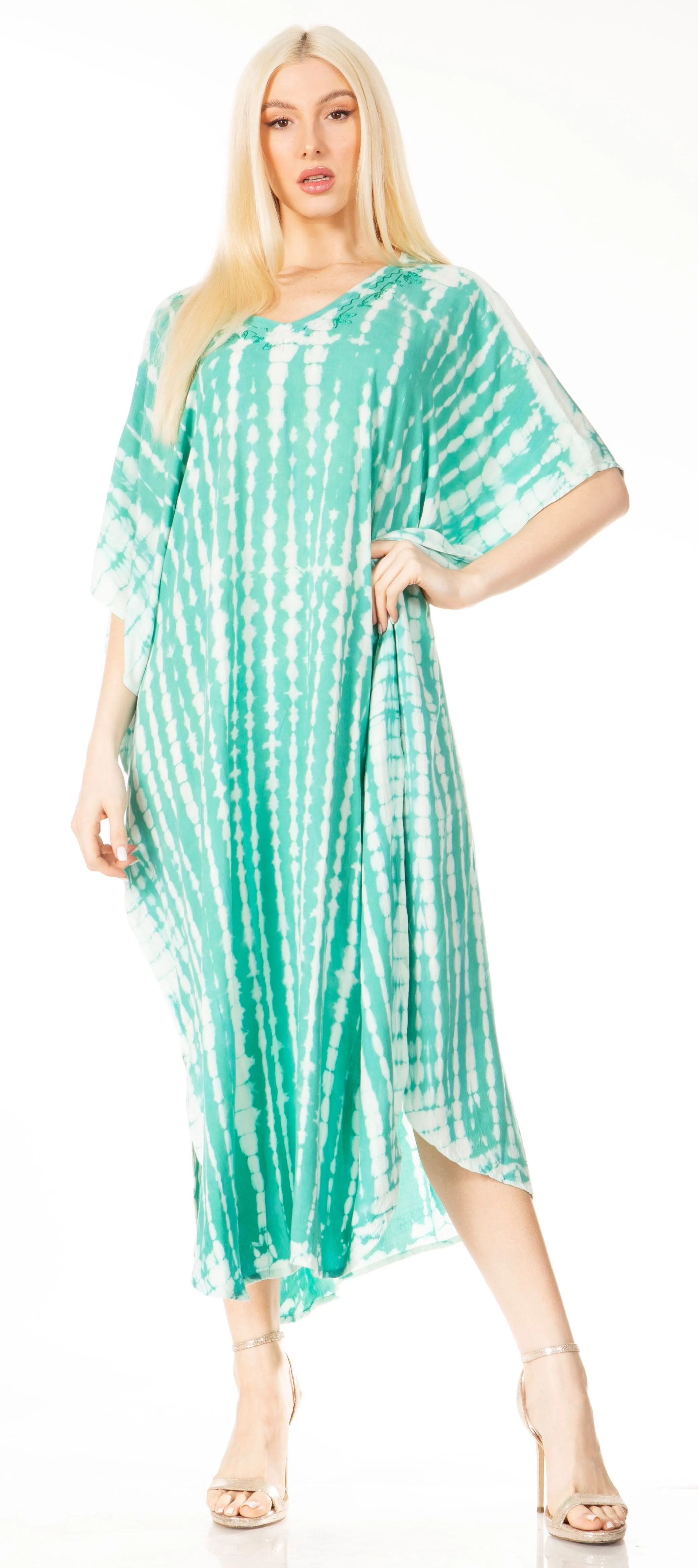 Sakkas Maitte Women's V-Neck Printed Kaftan Cover-Up Dress for the Beach