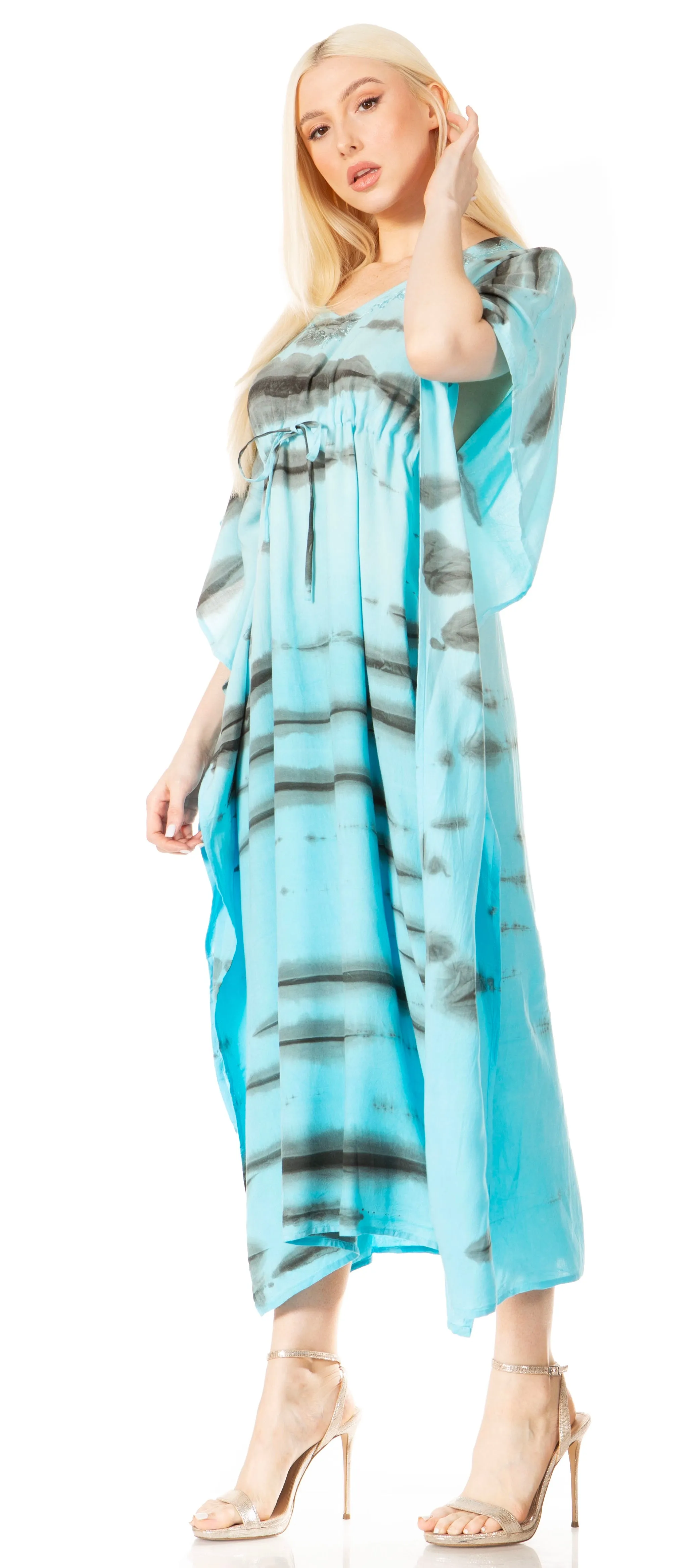 Sakkas Maitte Women's V-Neck Printed Kaftan Cover-Up Dress for the Beach