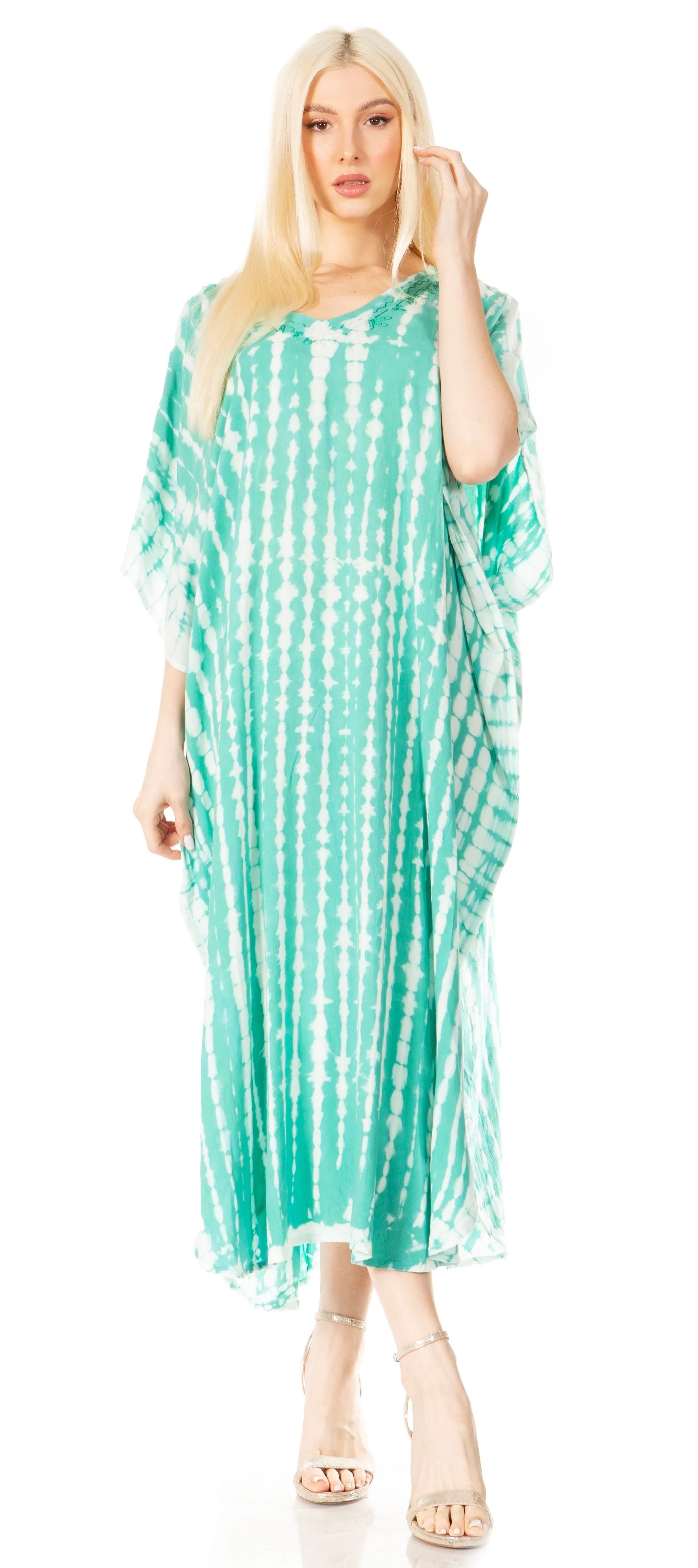 Sakkas Maitte Women's V-Neck Printed Kaftan Cover-Up Dress for the Beach