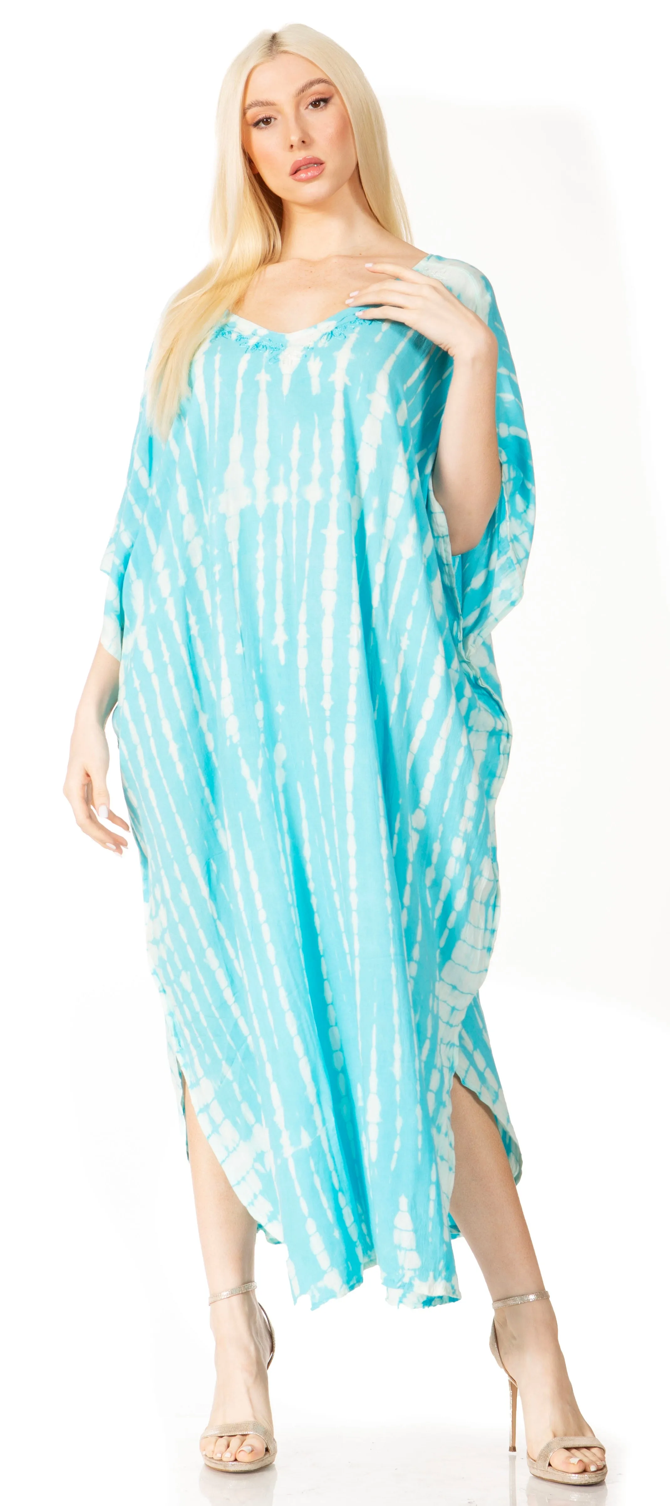 Sakkas Maitte Women's V-Neck Printed Kaftan Cover-Up Dress for the Beach