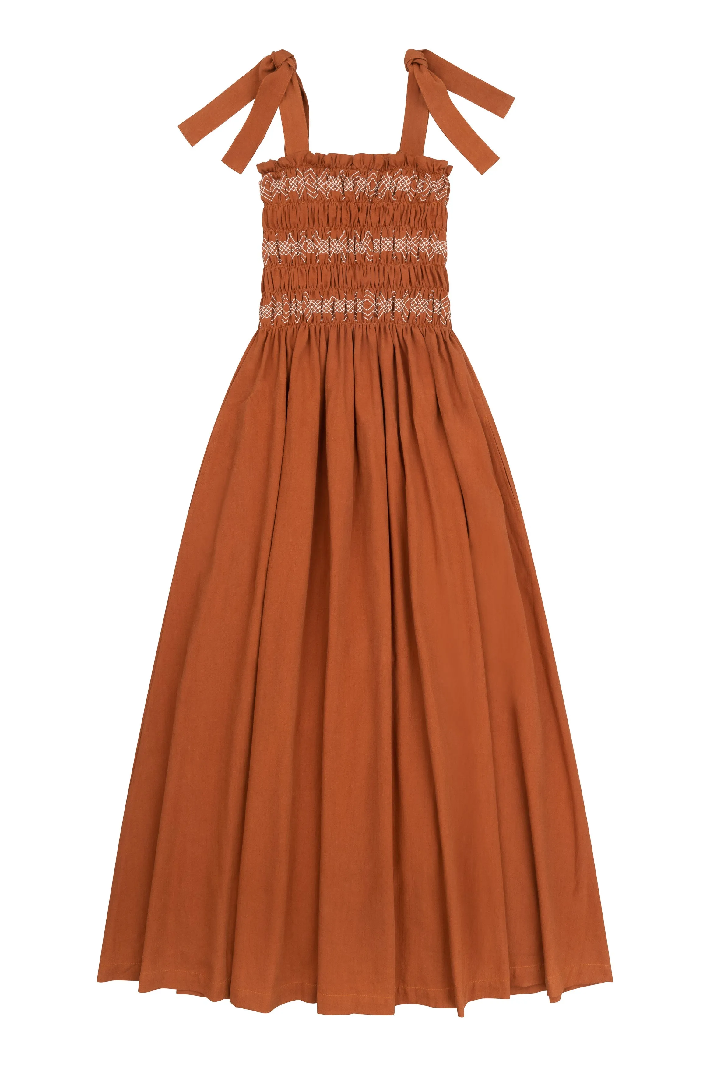 Sally Tie Bandeau Dress in Caramel