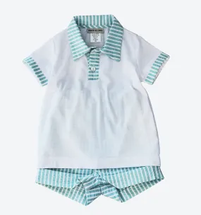 Sandy & Crew Collection Striped 2-pc boys shirt & short set