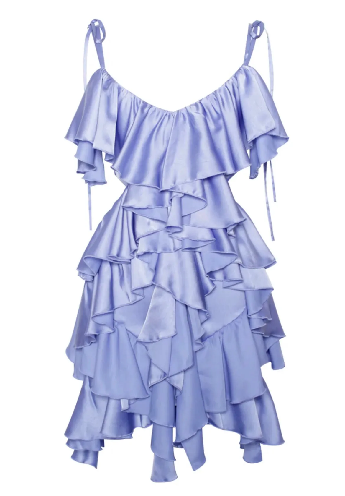 SATIN RUFFLE MINI DRESS