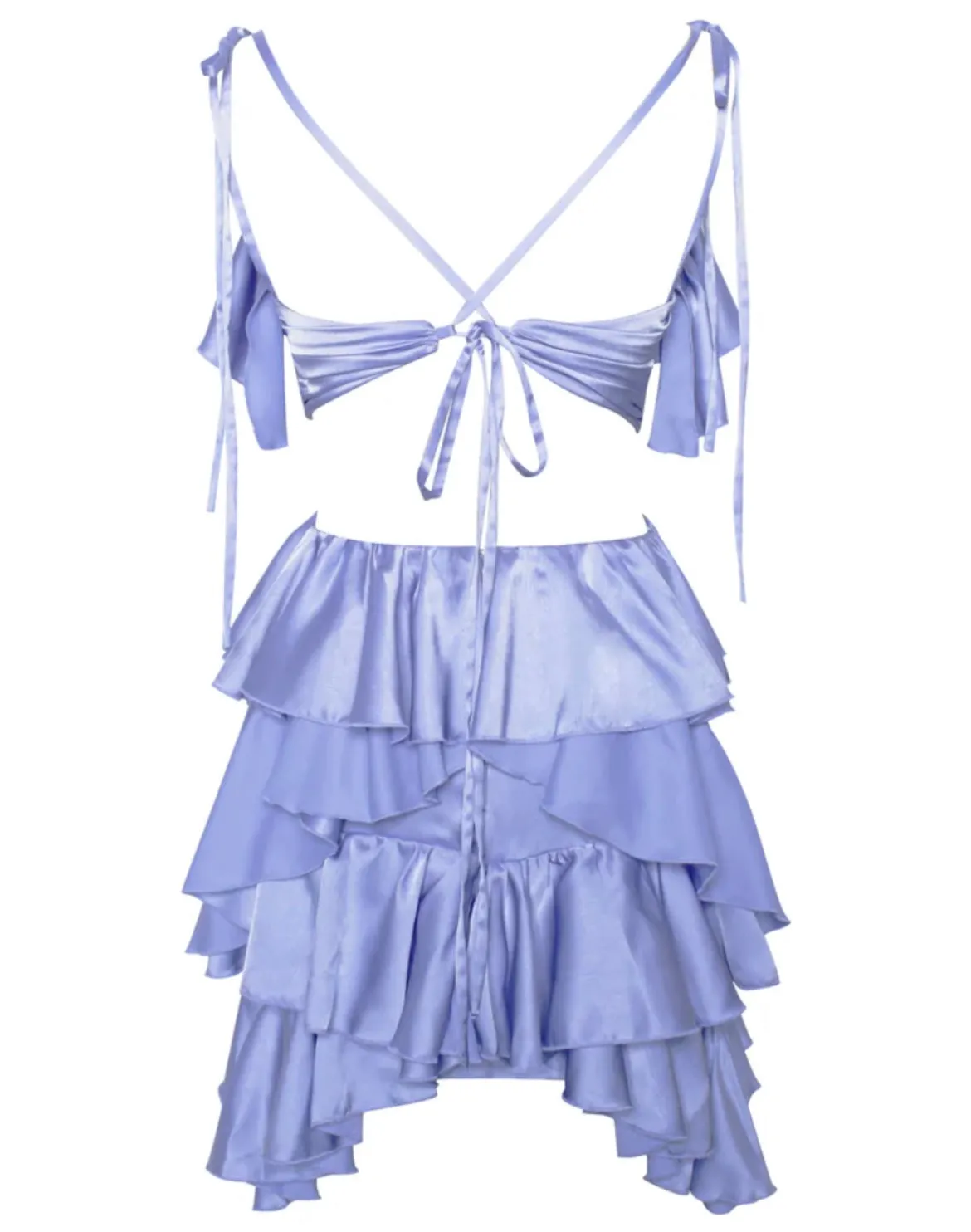 SATIN RUFFLE MINI DRESS