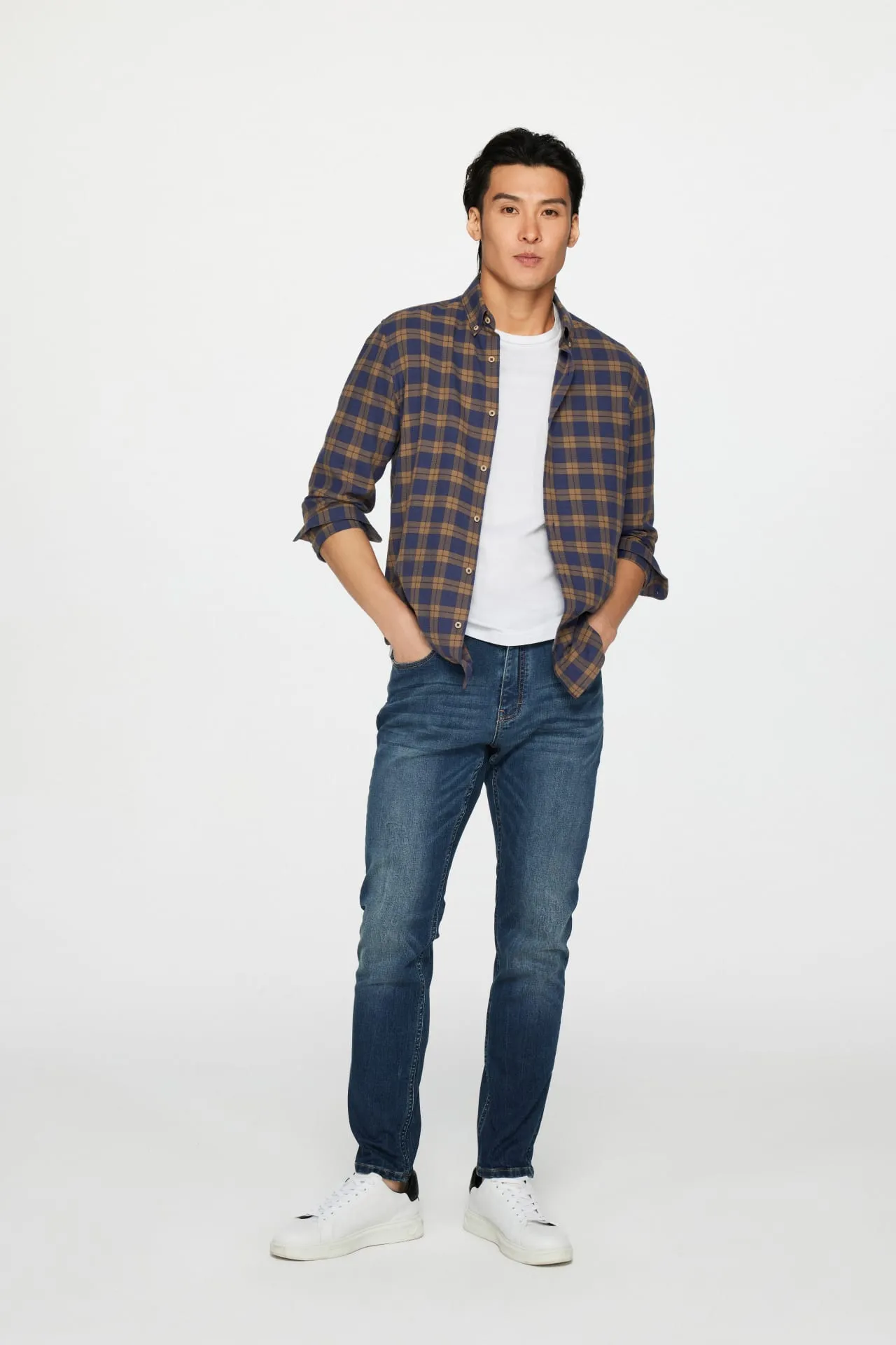 Seersucker Check Stretch Casual Shirt