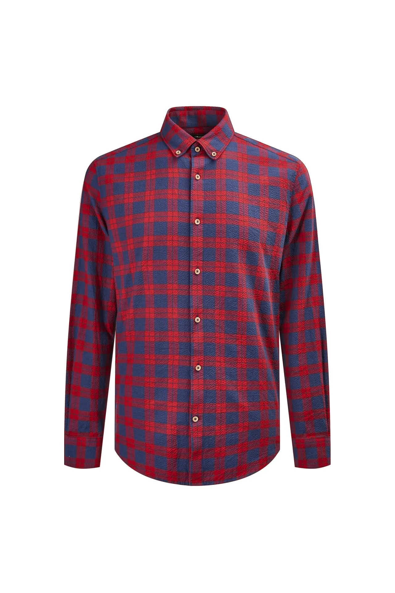 Seersucker Check Stretch Casual Shirt