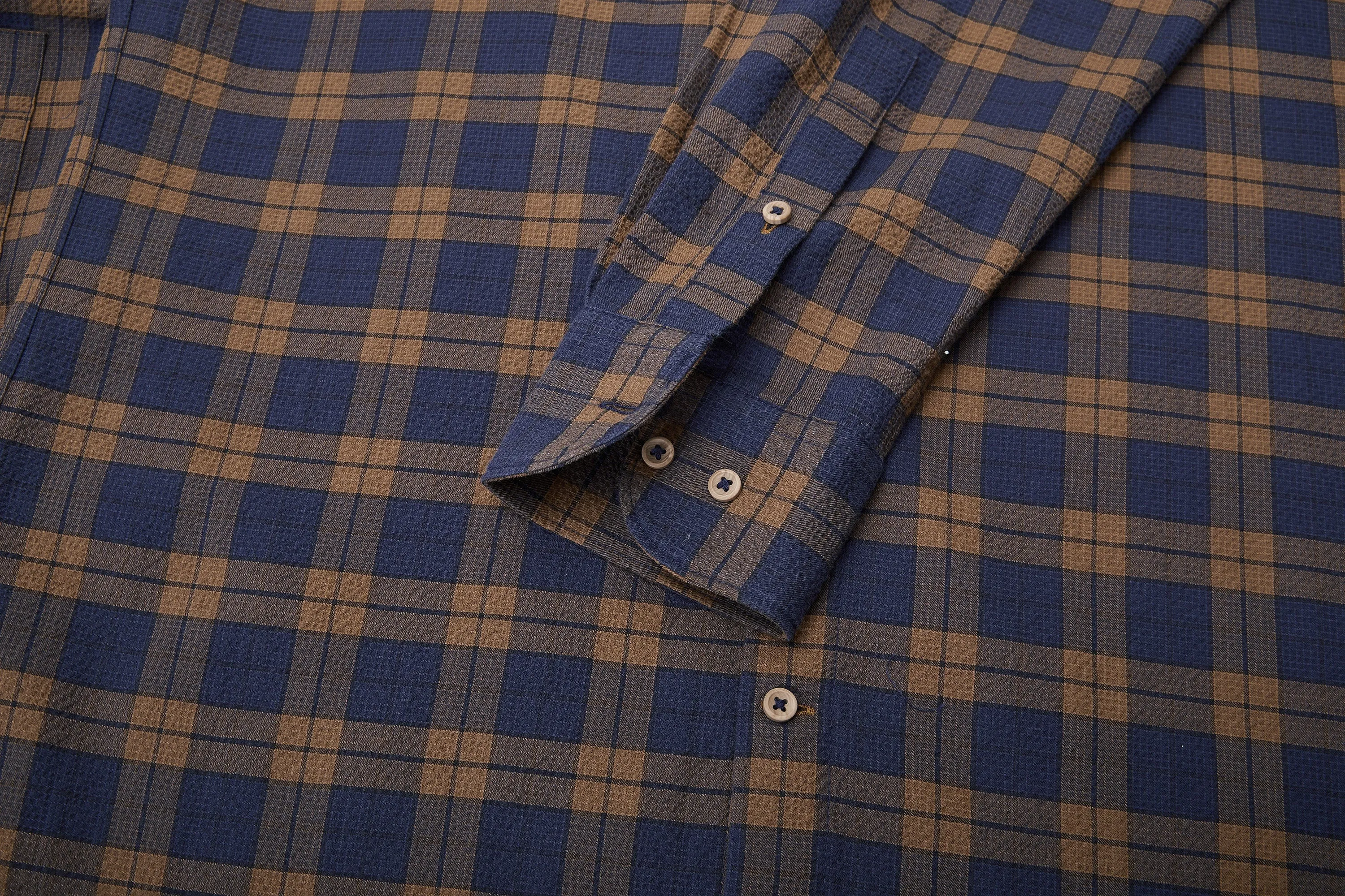 Seersucker Check Stretch Casual Shirt