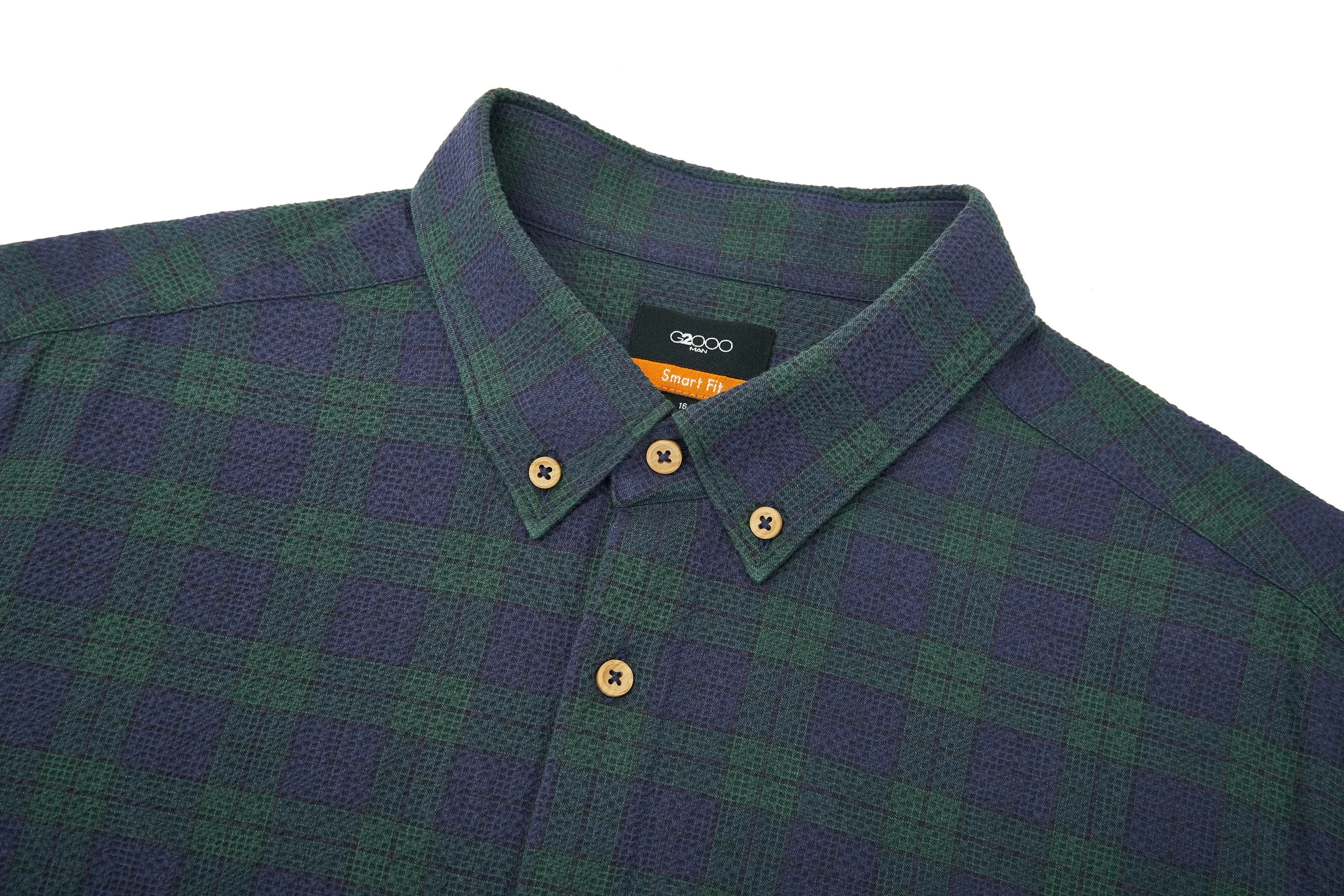 Seersucker Check Stretch Casual Shirt