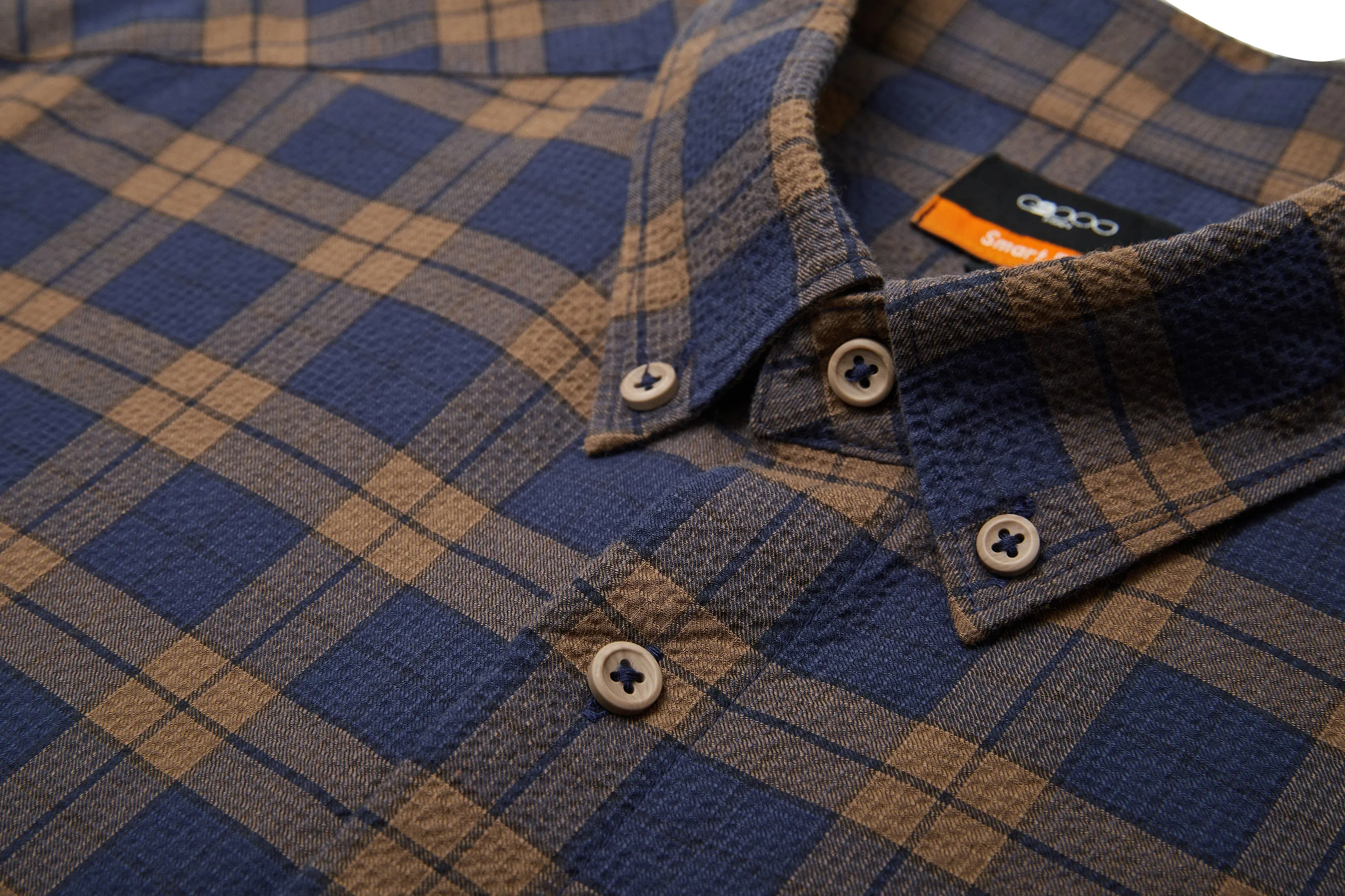 Seersucker Check Stretch Casual Shirt